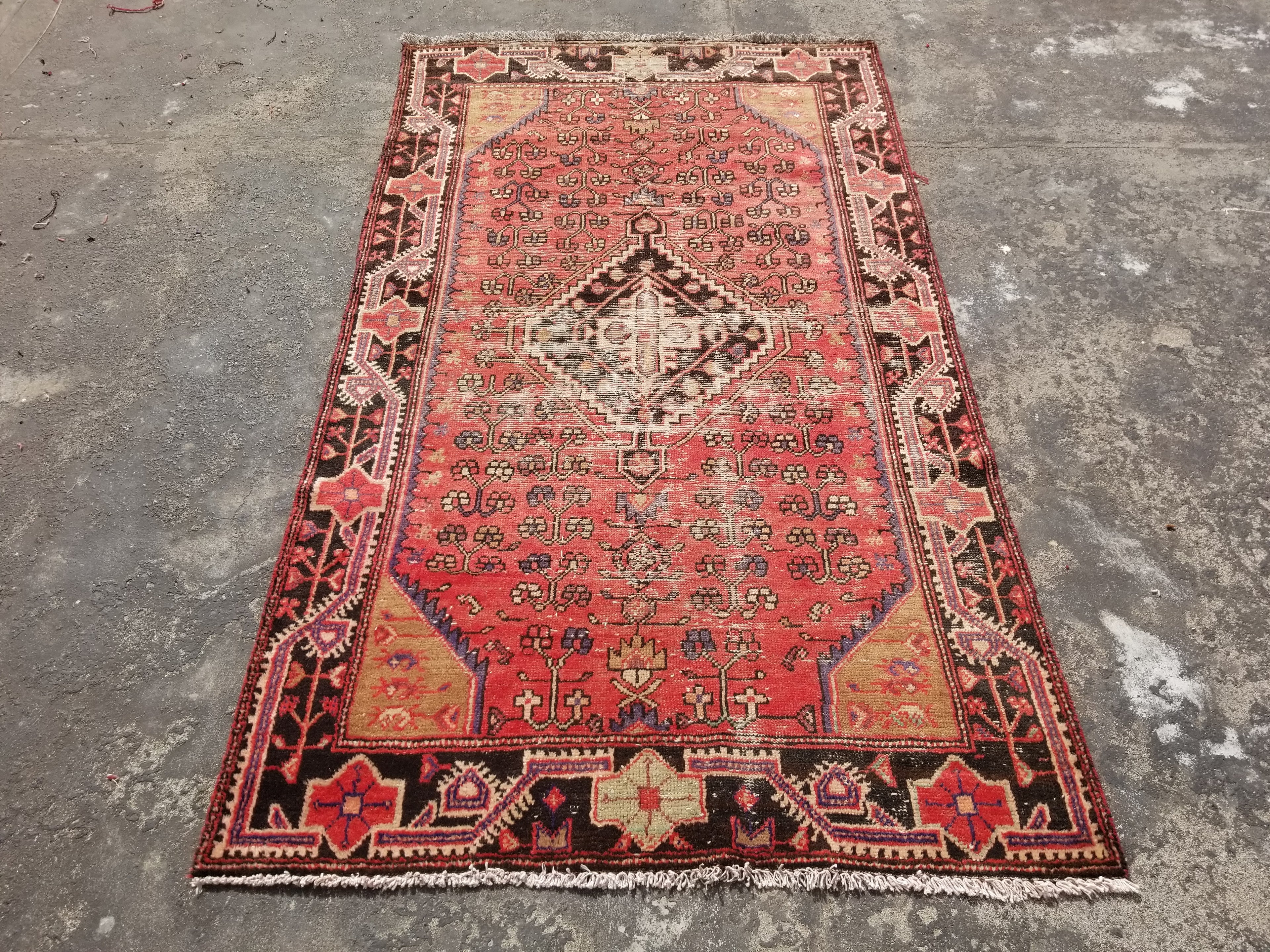 Distressed Vintage Traditional Handmade Koliai Style Wool Multicolor Rug 217x127