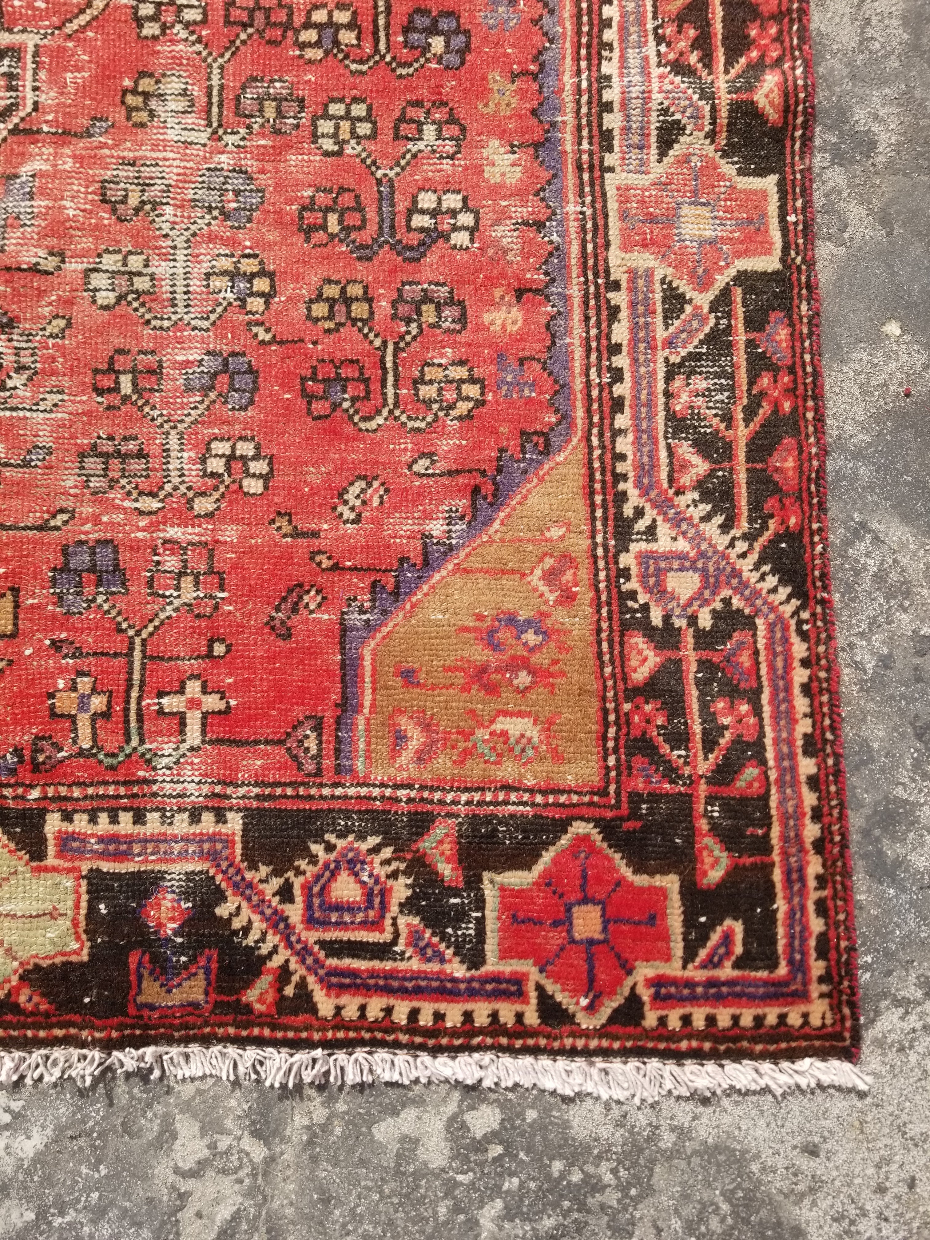 Distressed Vintage Traditional Handmade Koliai Style Wool Multicolor Rug 217x127