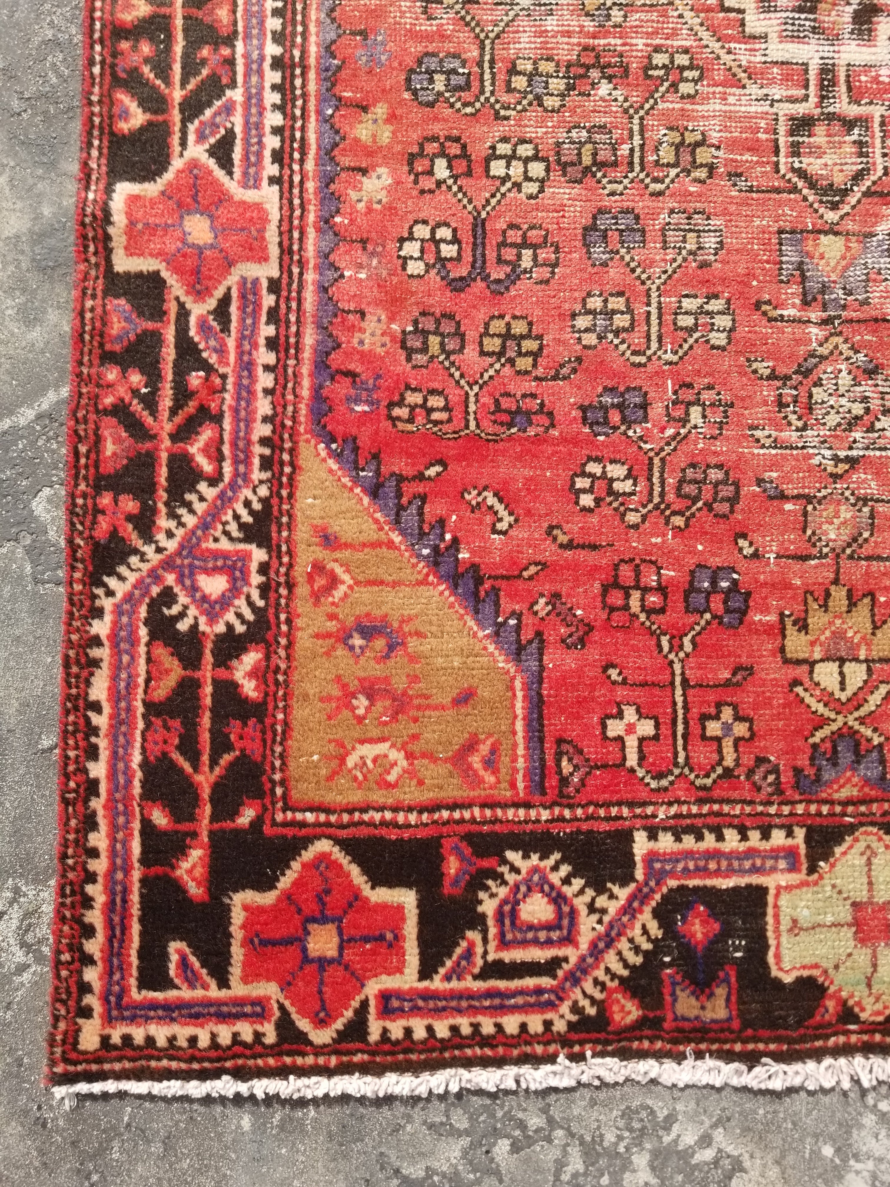 Distressed Vintage Traditional Handmade Koliai Style Wool Multicolor Rug 217x127