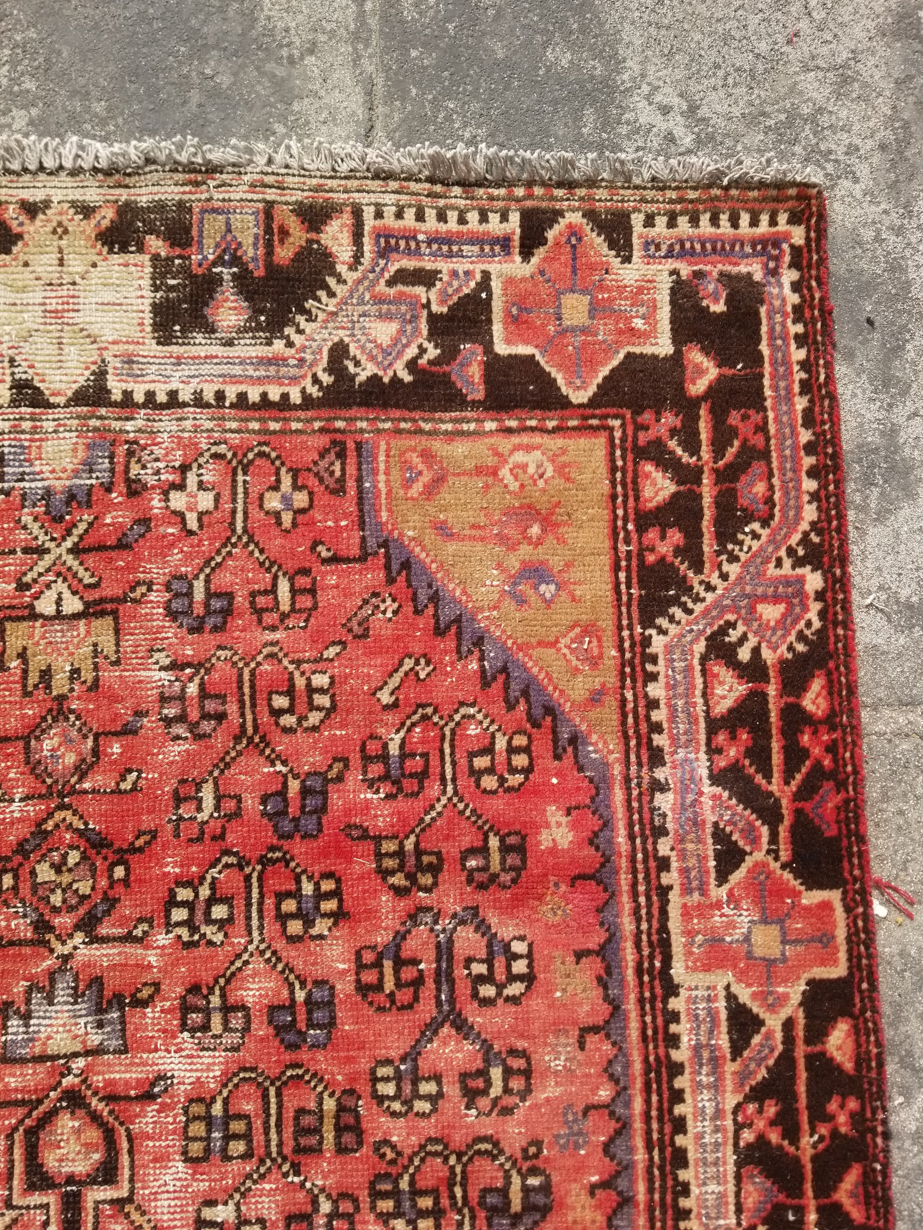 Distressed Vintage Traditional Handmade Koliai Style Wool Multicolor Rug 217x127