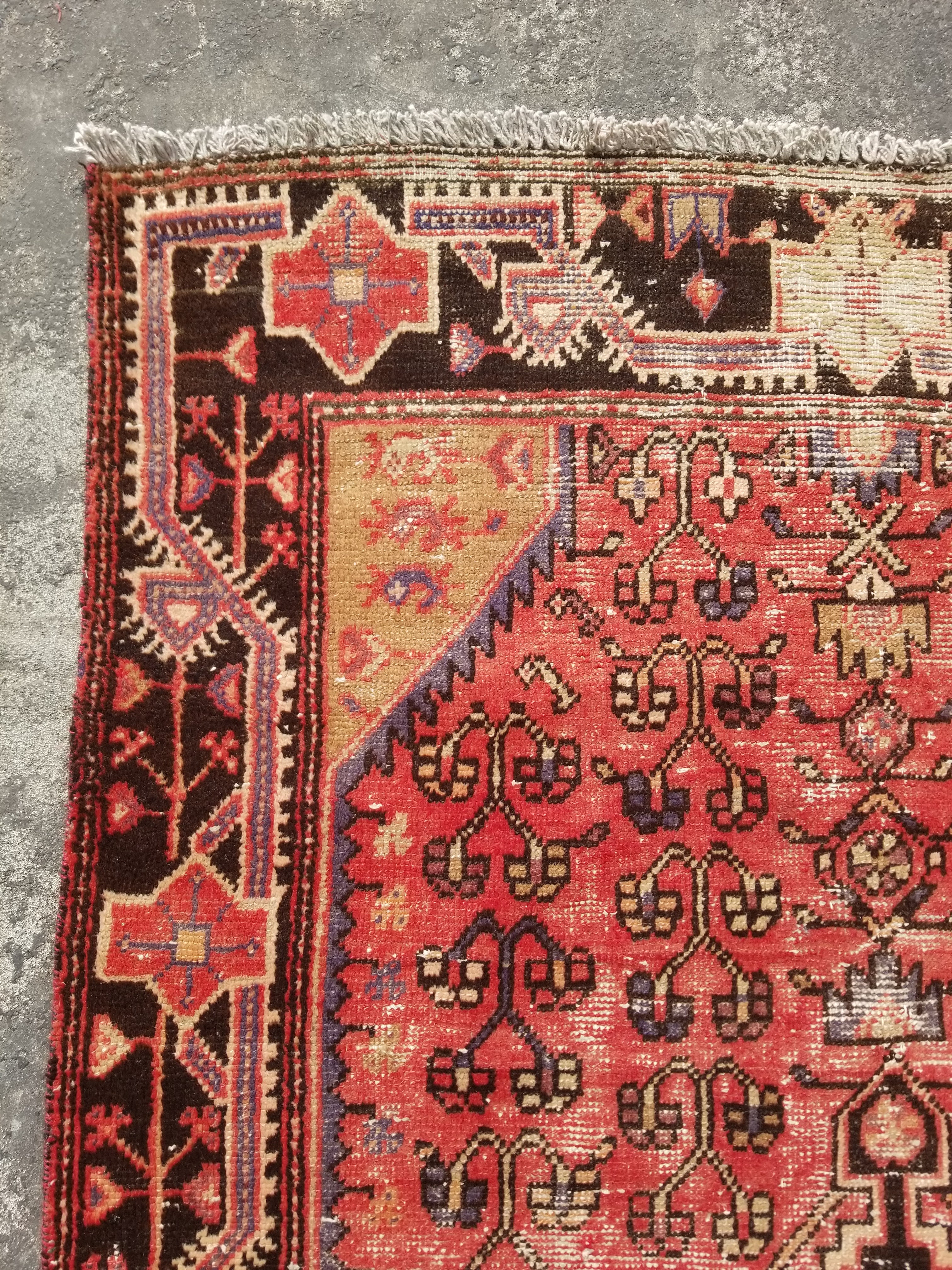 Distressed Vintage Traditional Handmade Koliai Style Wool Multicolor Rug 217x127