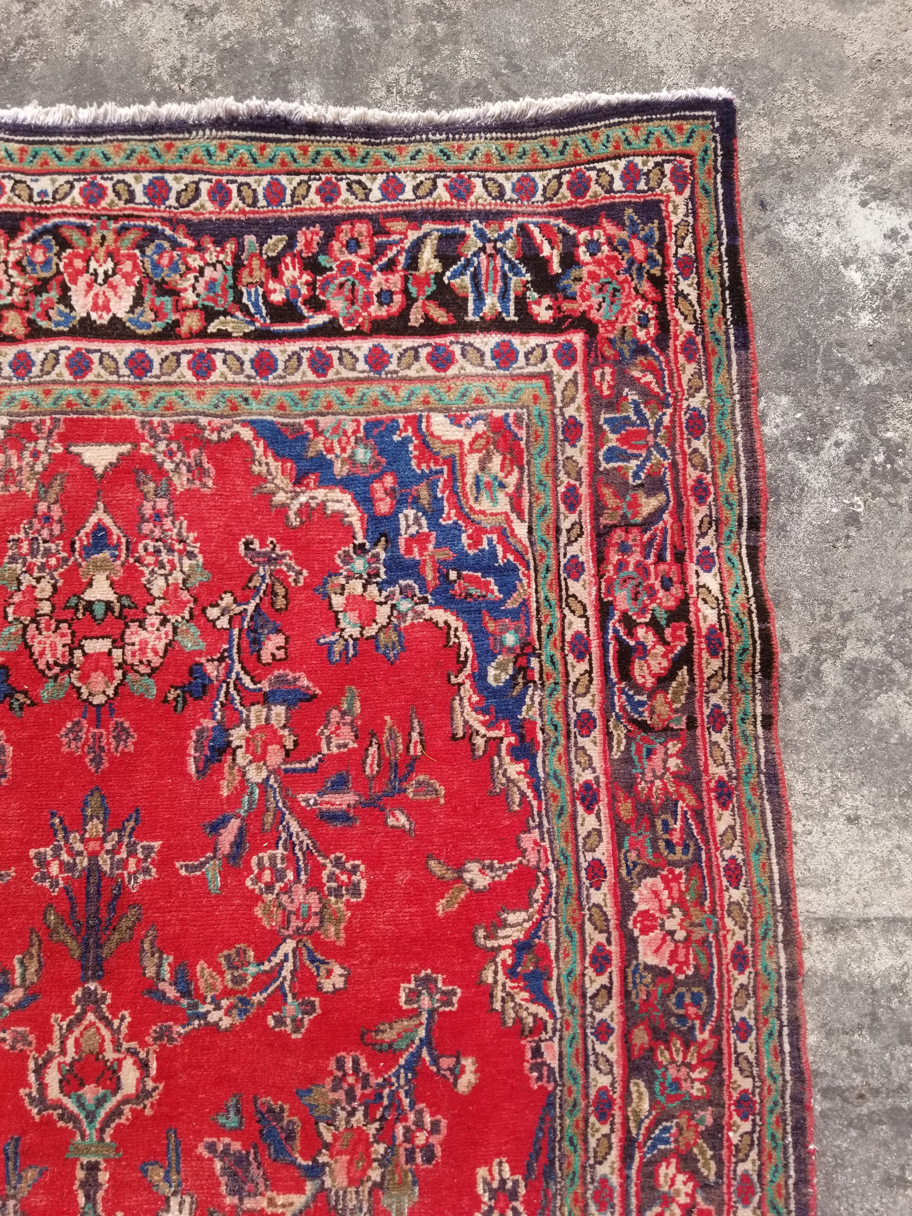 Distressed Vintage Traditional Handmade Oriental Wool Multicolor Rug 291x138