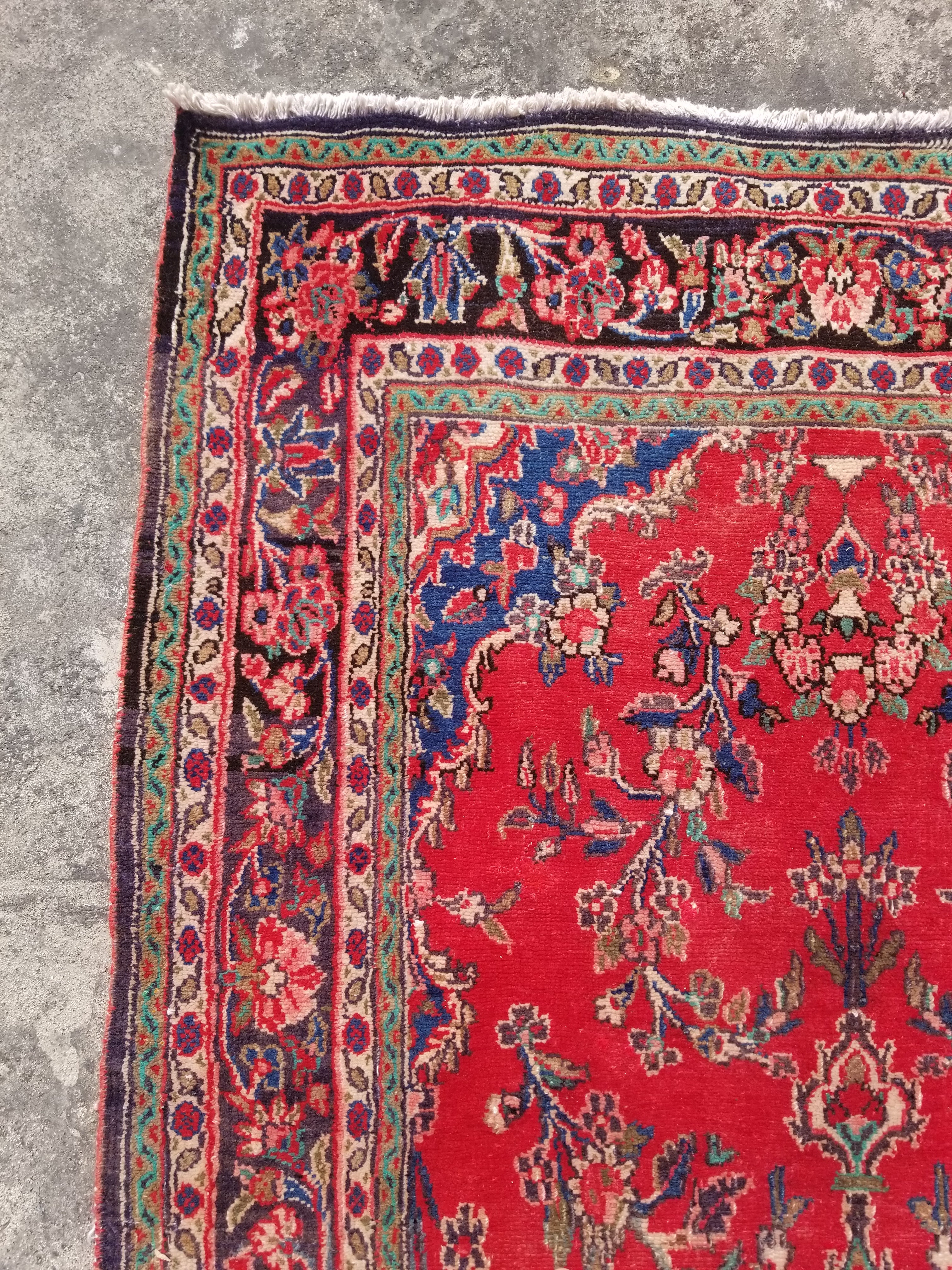 Distressed Vintage Traditional Handmade Oriental Wool Multicolor Rug 291x138
