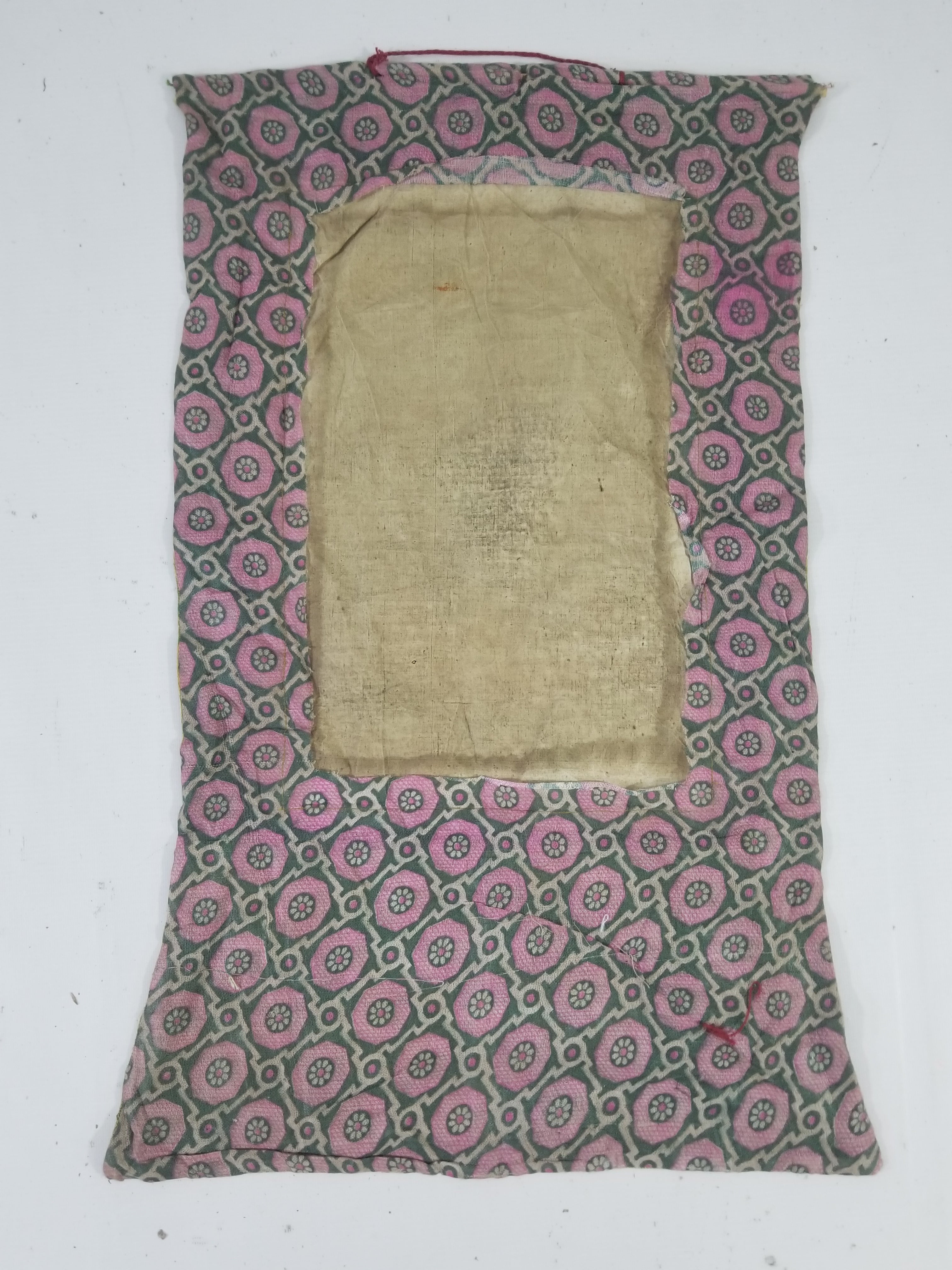 Antique Tibetan Buddhist Thangka Printed & Silk Brocade Wall Hanging 68x39cm