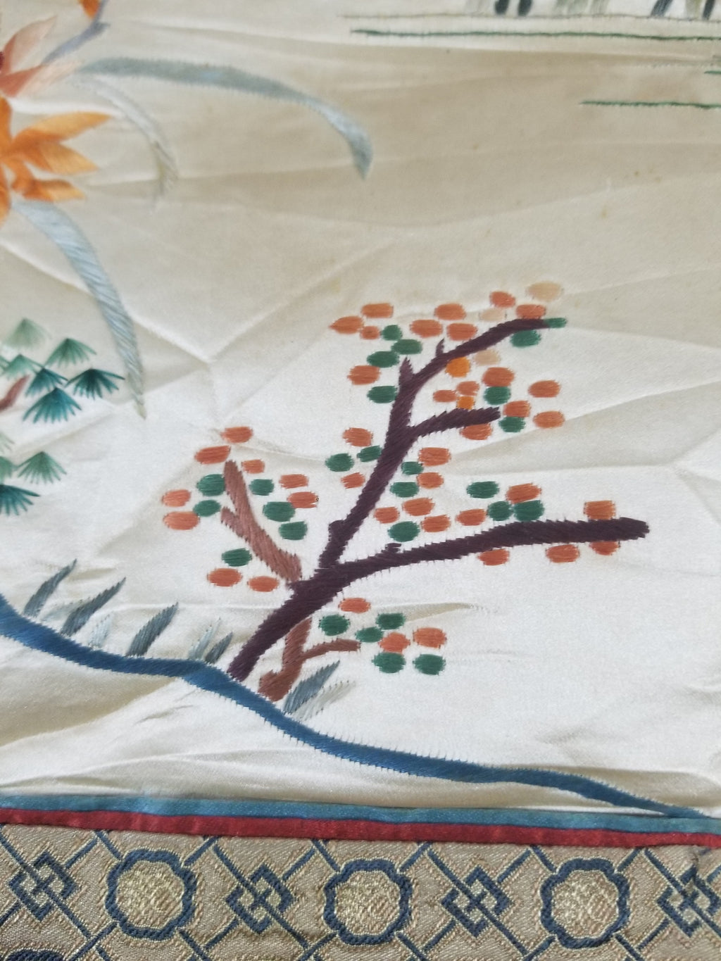 Vintage Chinese Silk Embroidered Children Playing Scene Tapestry 66x50cm