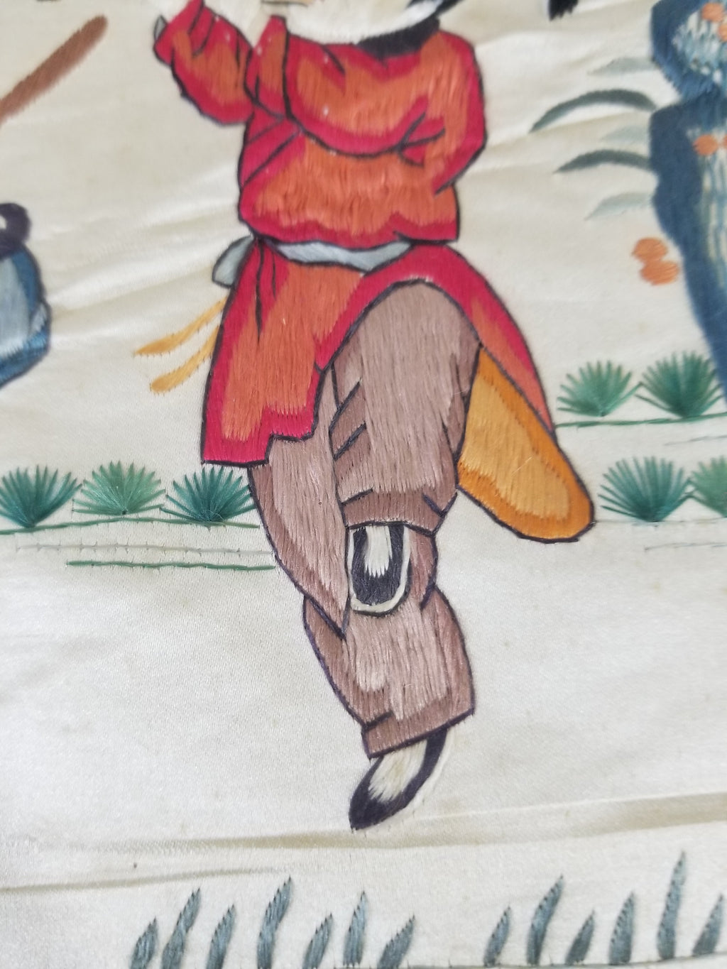Vintage Chinese Silk Embroidered Children Playing Scene Tapestry 66x50cm