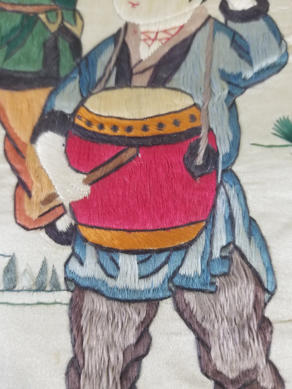 Vintage Chinese Silk Embroidered Children Playing Scene Tapestry 66x50cm