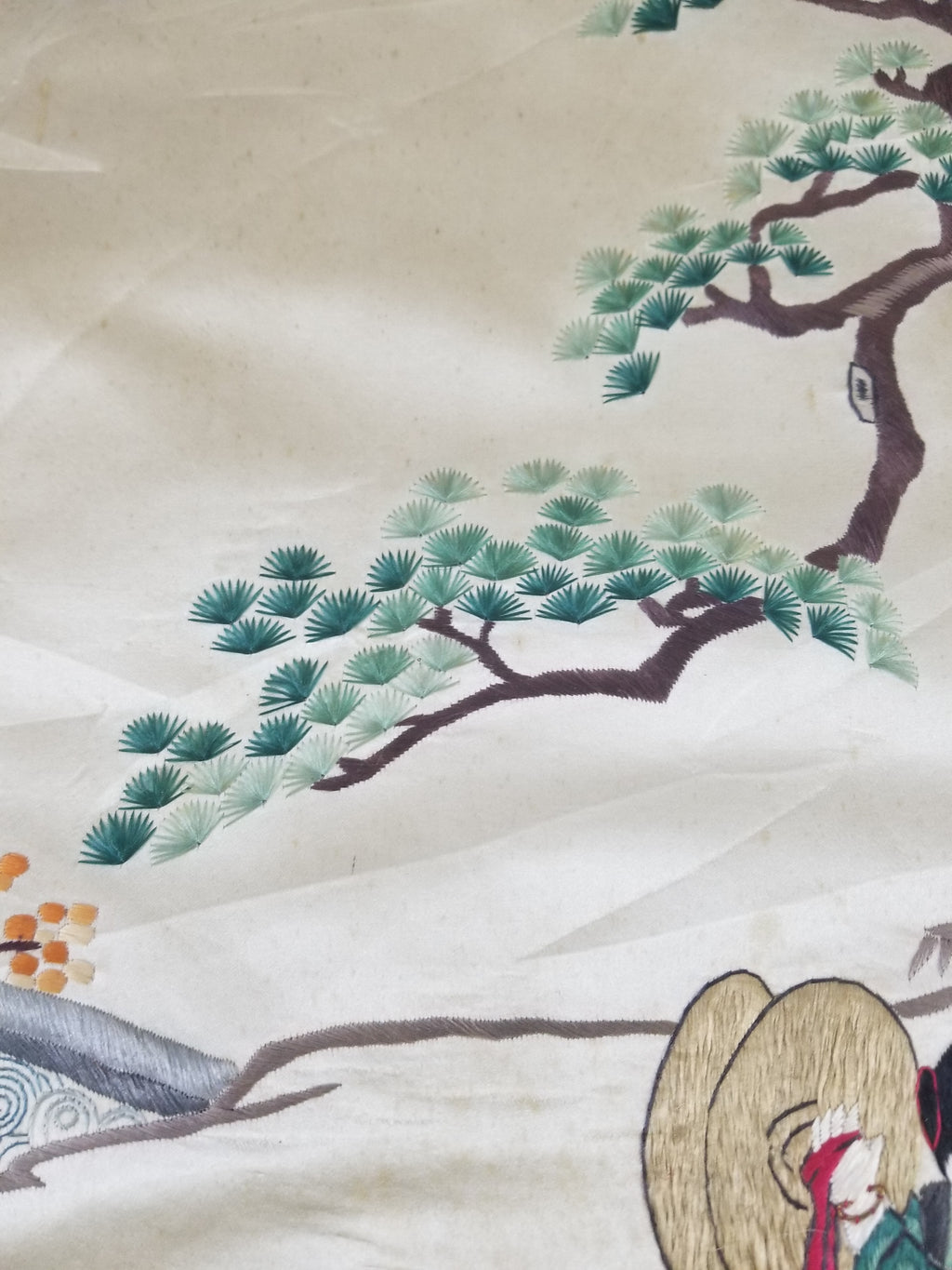 Vintage Chinese Silk Embroidered Children Playing Scene Tapestry 66x50cm