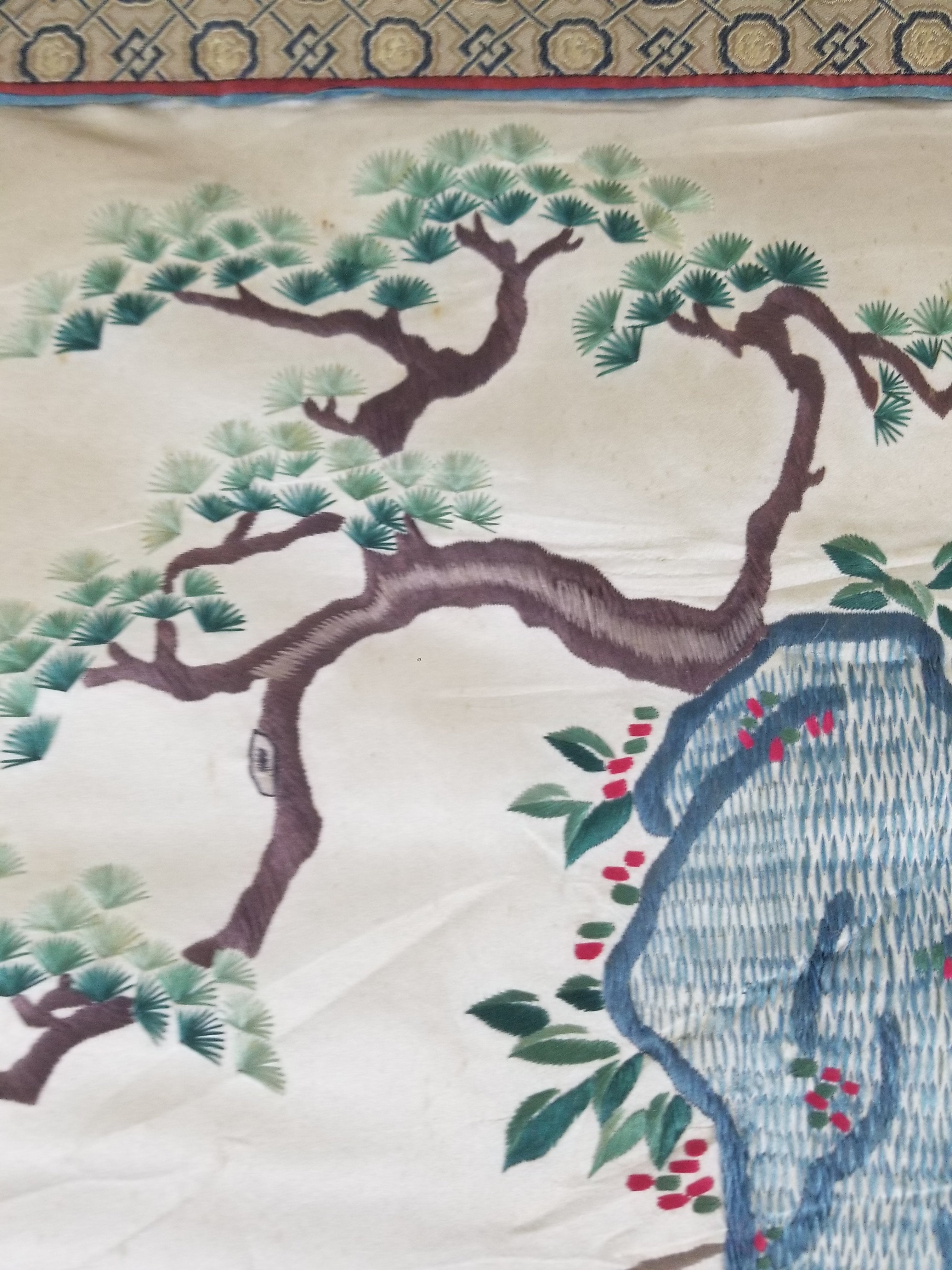 Vintage Chinese Silk Embroidered Children Playing Scene Tapestry 66x50cm