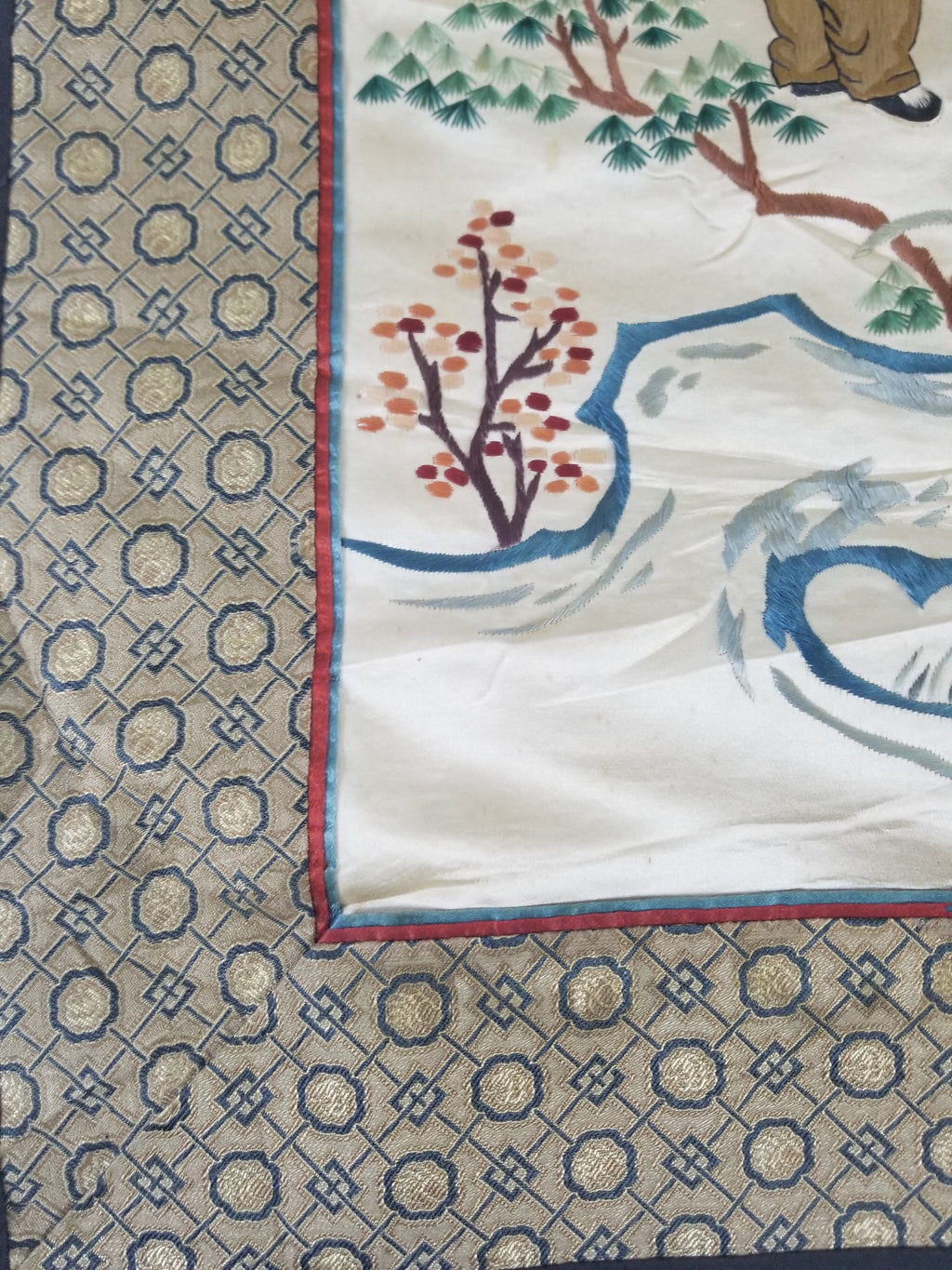 Vintage Chinese Silk Embroidered Children Playing Scene Tapestry 66x50cm