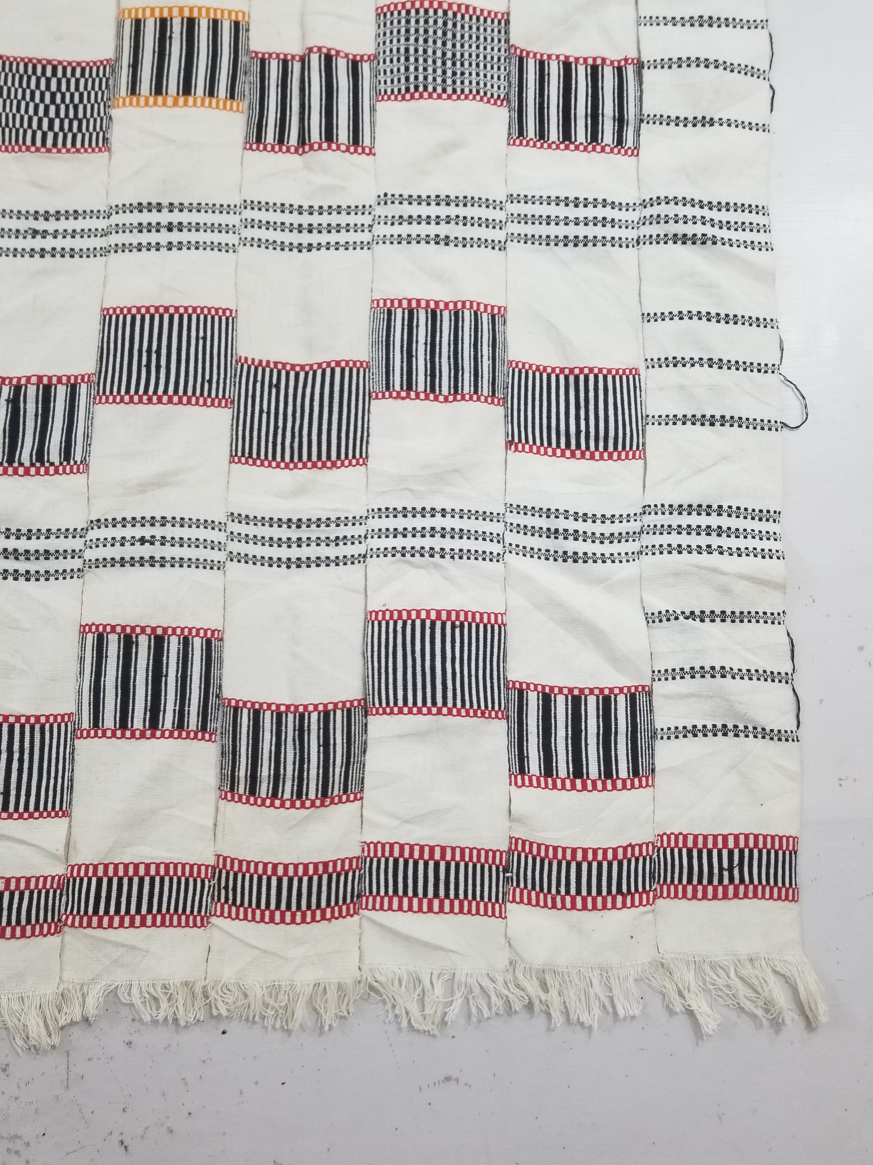 Vintage African Handwoven Patchwork Ghanaian Multicolor Kente Cloth 250x143cm
