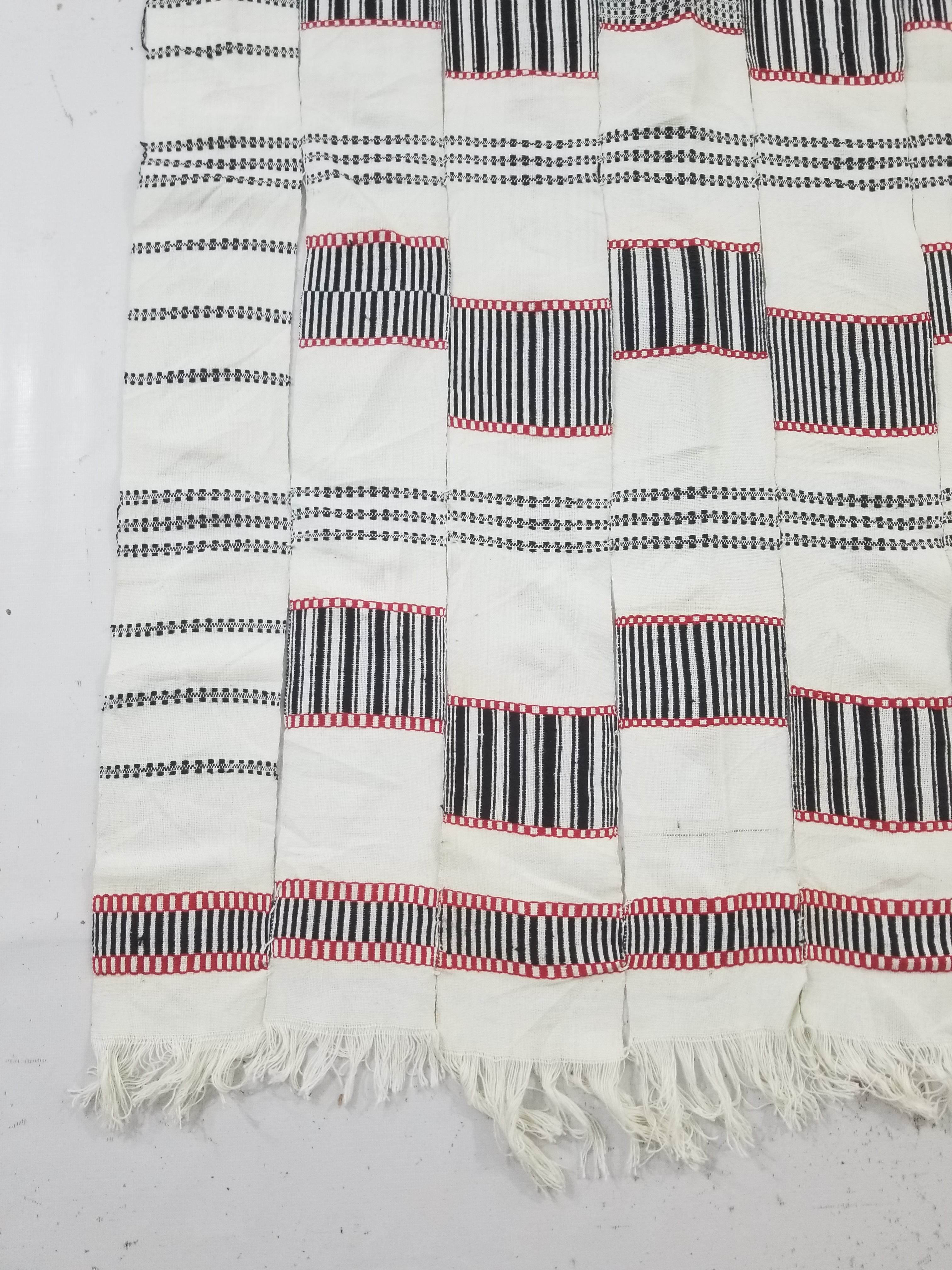 Vintage African Handwoven Patchwork Ghanaian Multicolor Kente Cloth 250x143cm