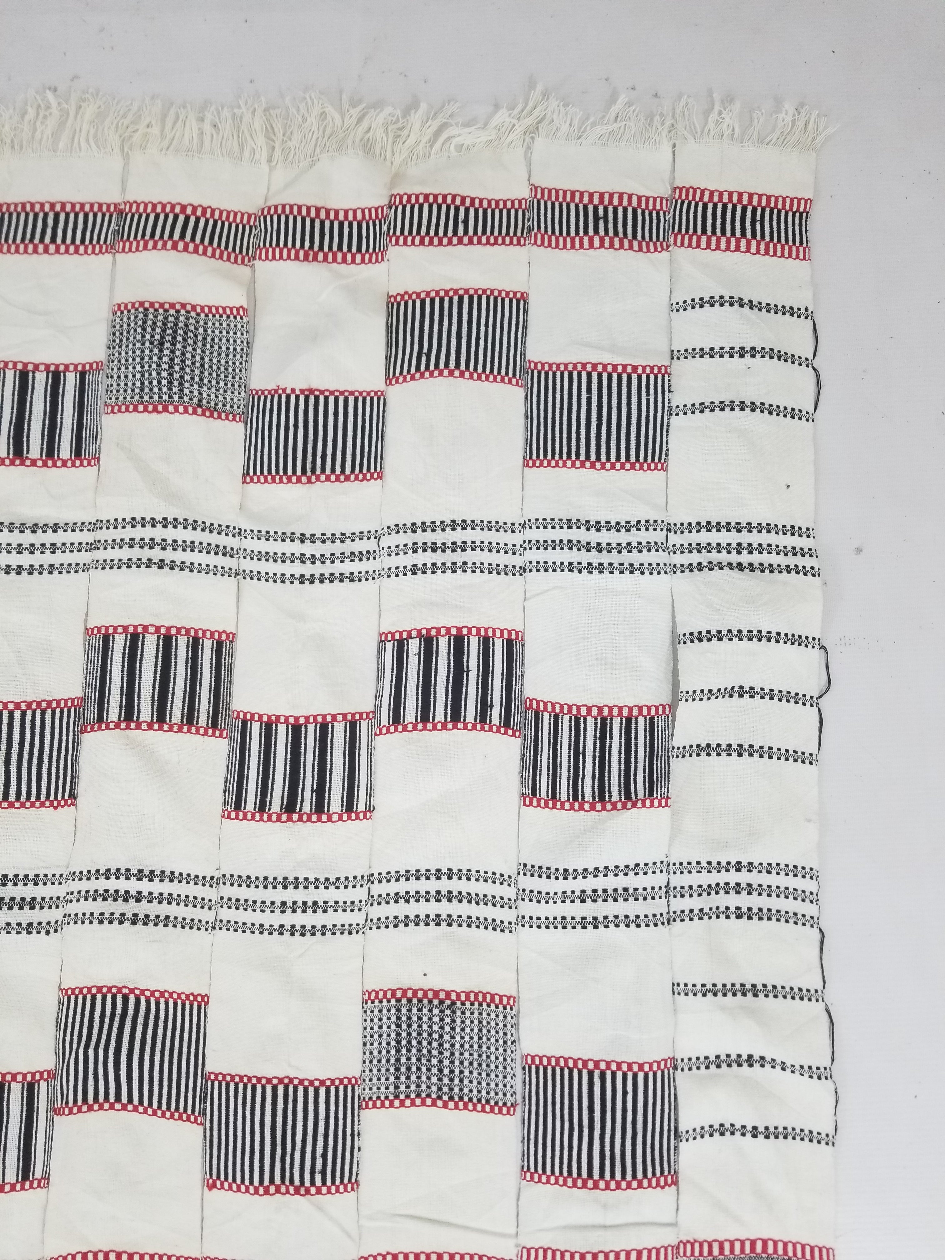 Vintage African Handwoven Patchwork Ghanaian Multicolor Kente Cloth 250x143cm