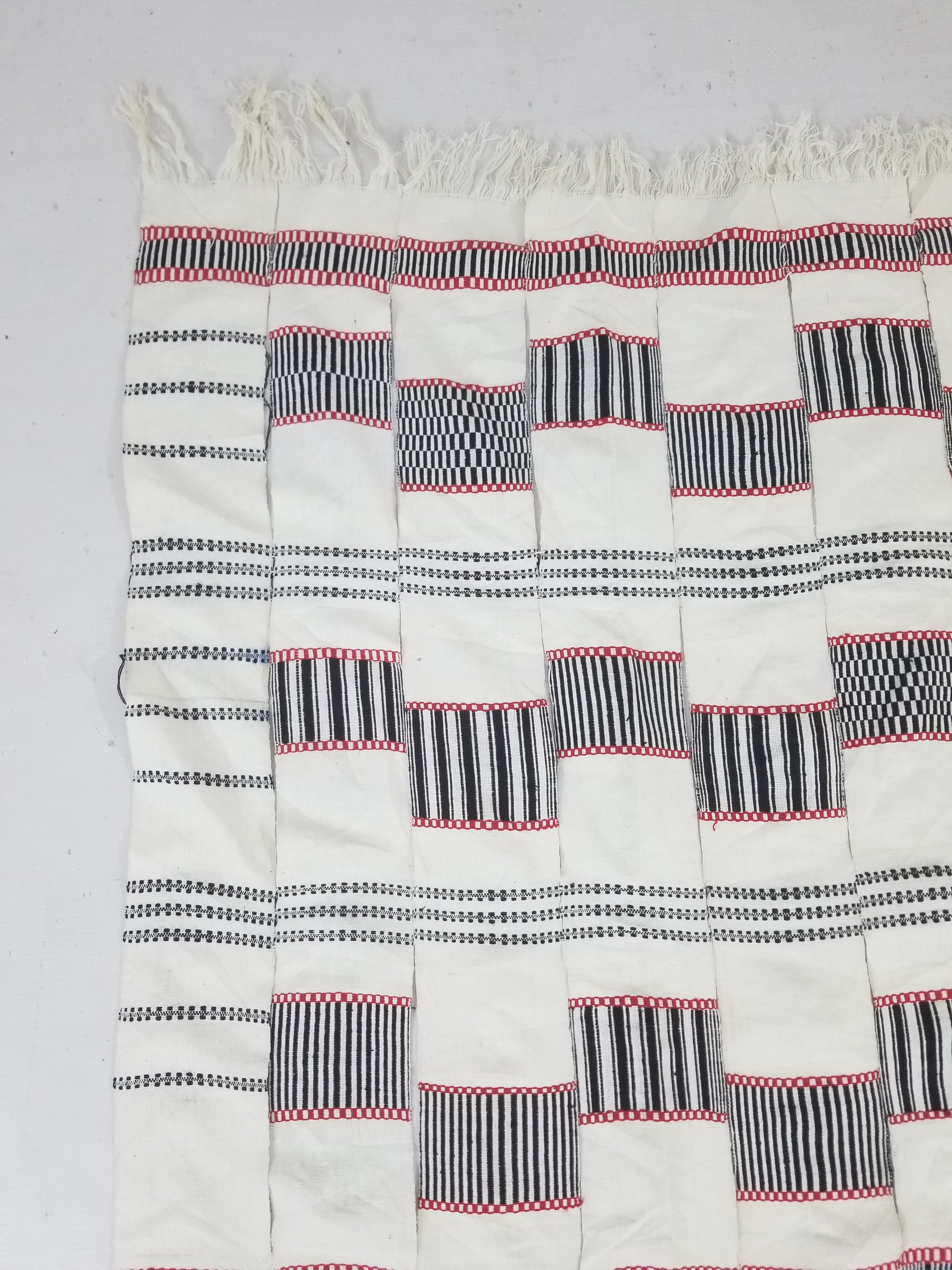 Vintage African Handwoven Patchwork Ghanaian Multicolor Kente Cloth 250x143cm