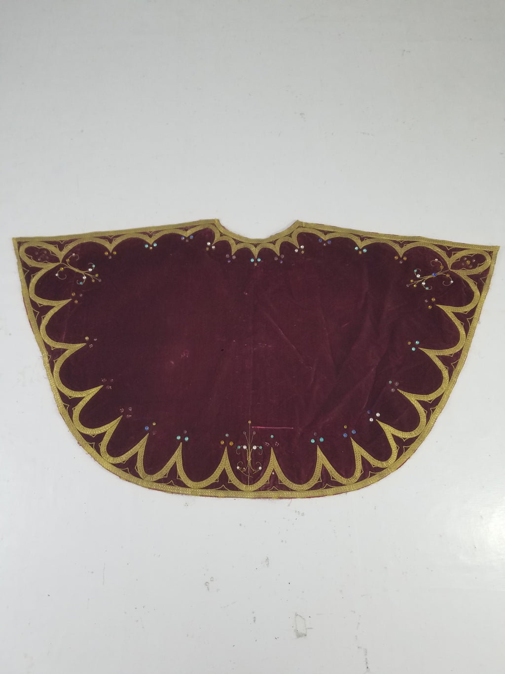 Antique French Embroidered Gold Trim Velvet Altar Cloth 142x80cm