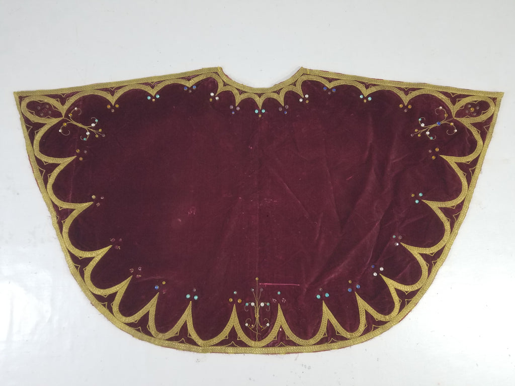 Antique French Embroidered Gold Trim Velvet Altar Cloth 142x80cm