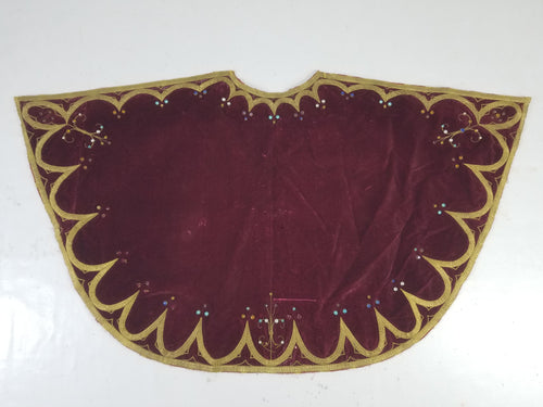 Antique French Embroidered Gold Trim Velvet Altar Cloth 142x80cm
