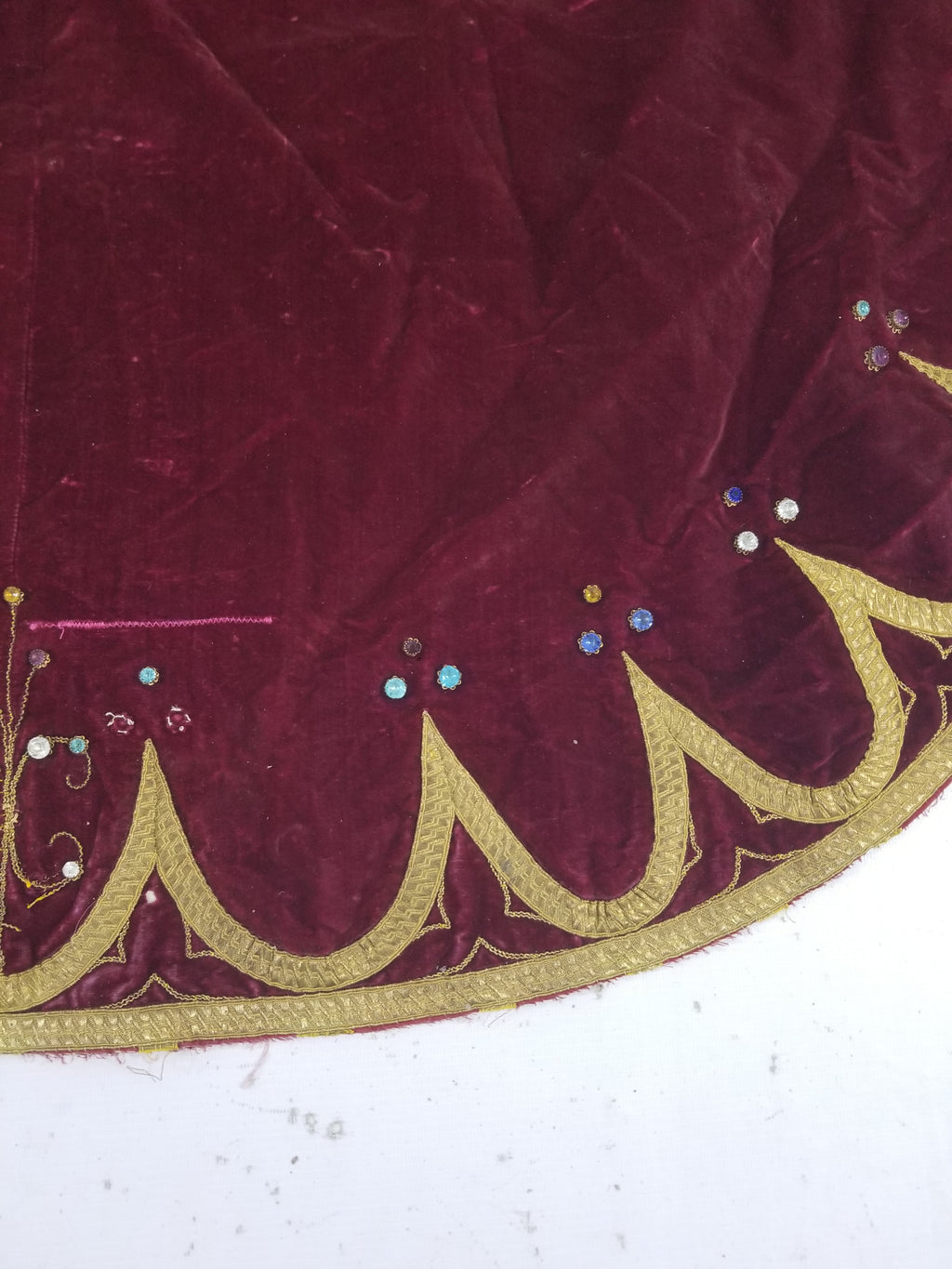 Antique French Embroidered Gold Trim Velvet Altar Cloth 142x80cm