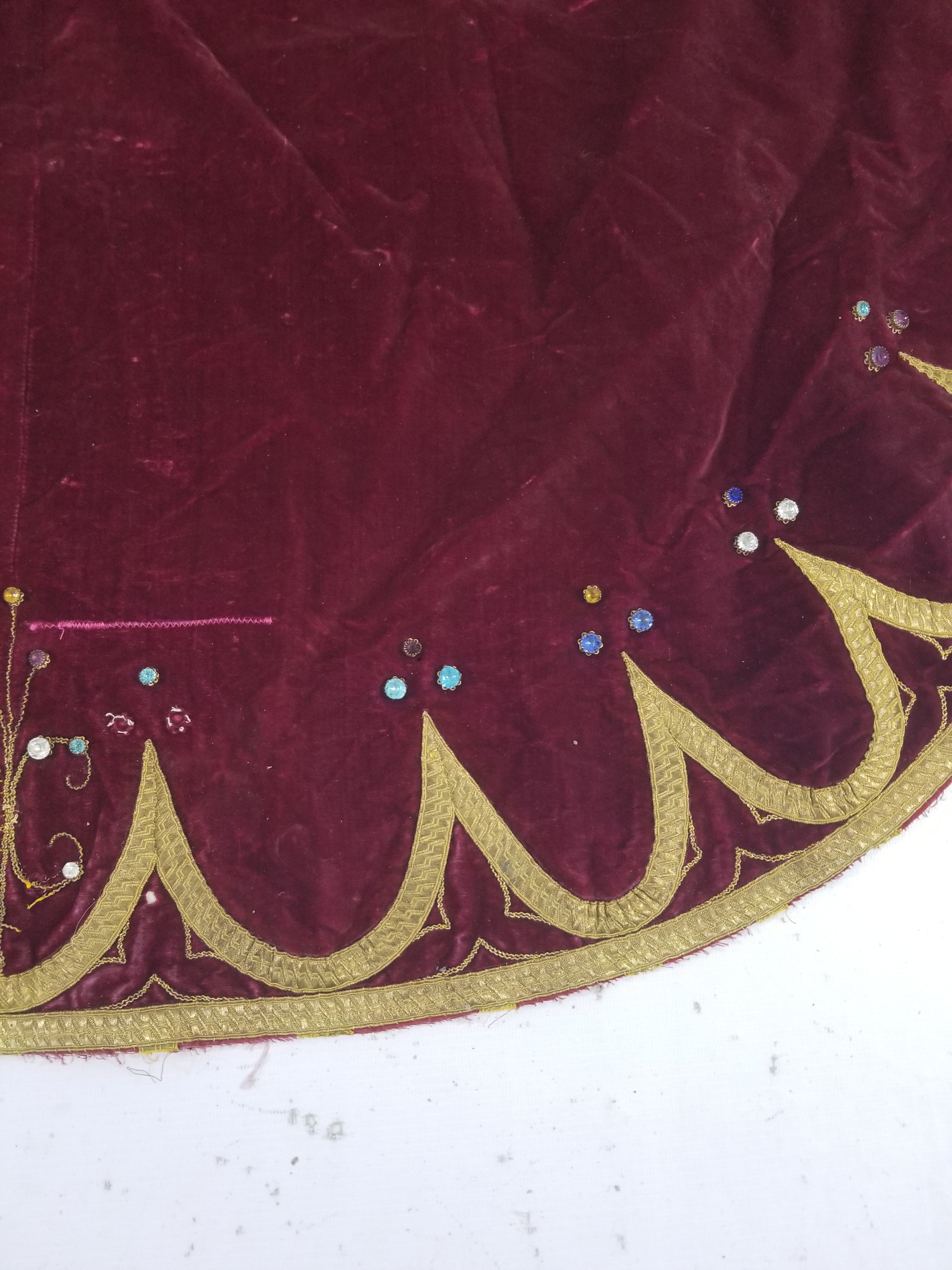 Antique French Embroidered Gold Trim Velvet Altar Cloth 142x80cm