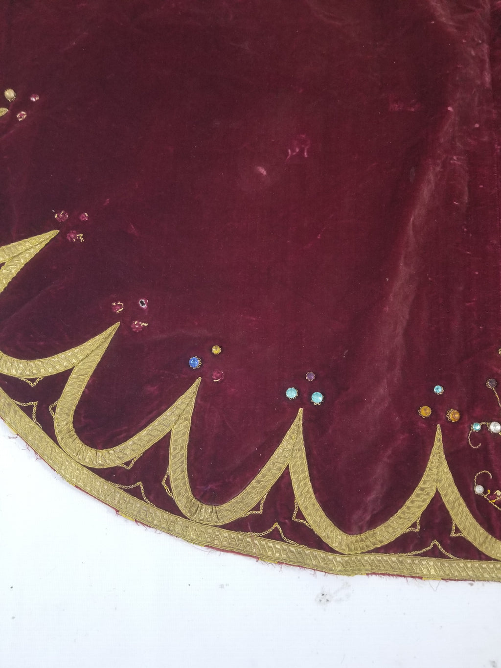 Antique French Embroidered Gold Trim Velvet Altar Cloth 142x80cm