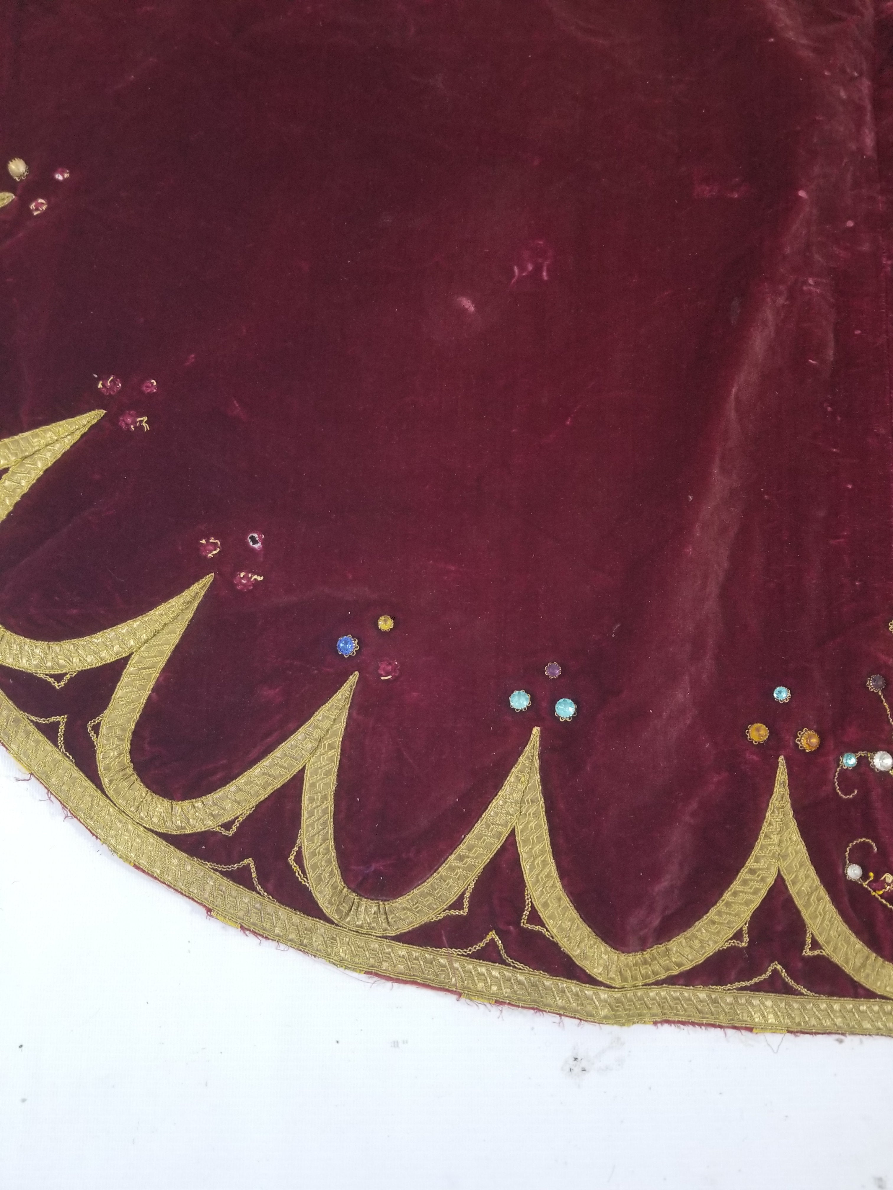 Antique French Embroidered Gold Trim Velvet Altar Cloth 142x80cm