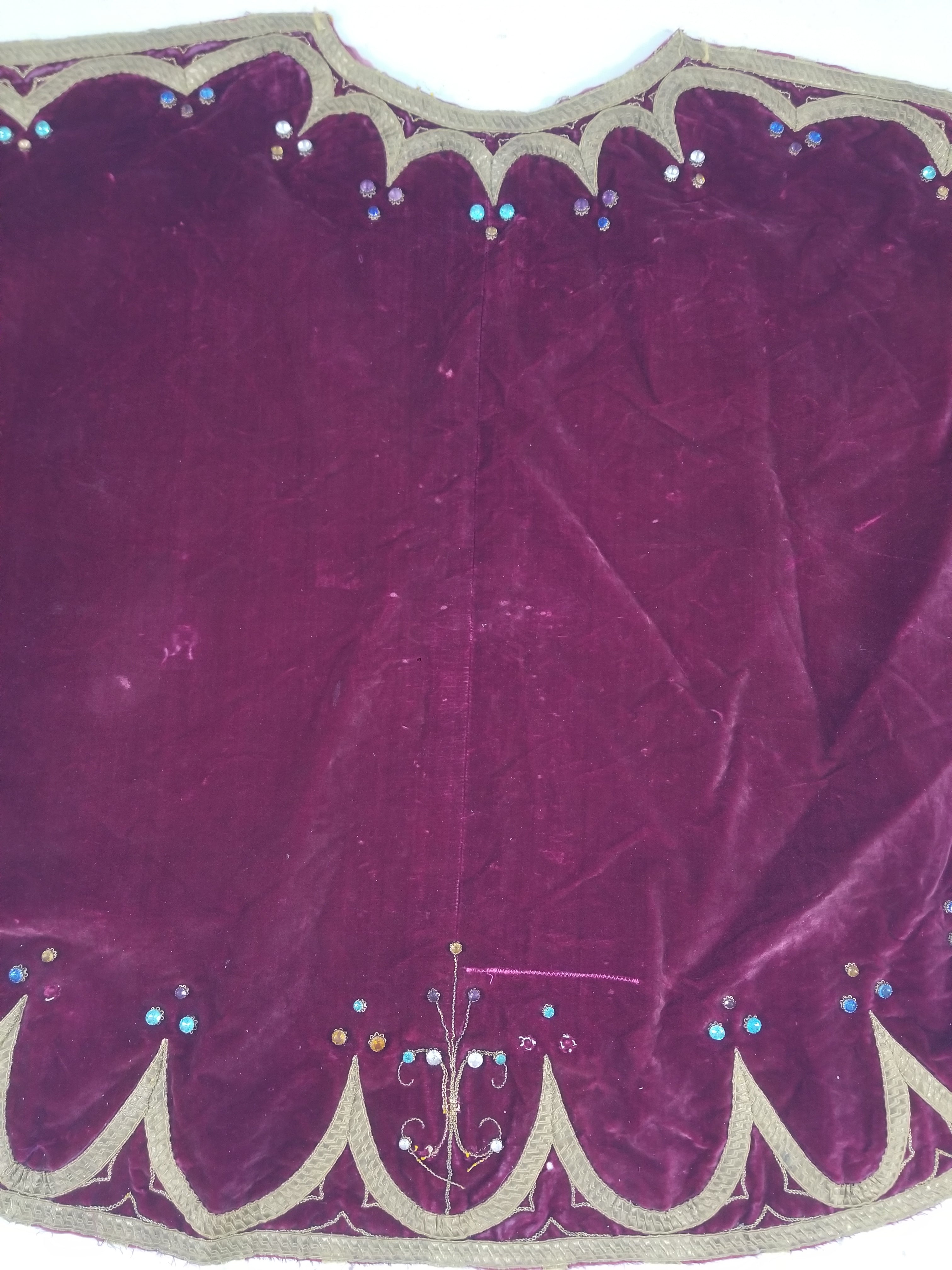 Antique French Embroidered Gold Trim Velvet Altar Cloth 142x80cm