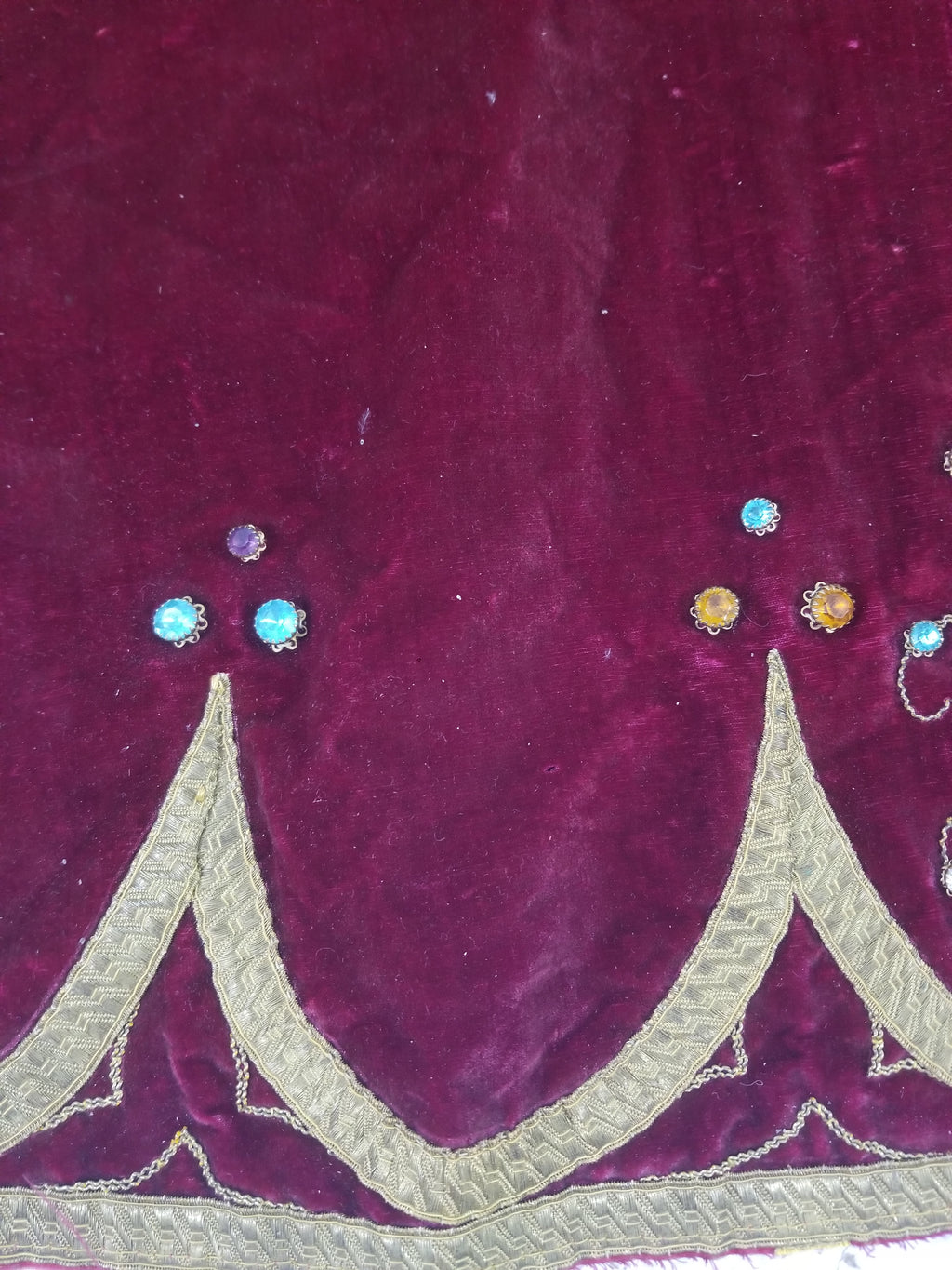 Antique French Embroidered Gold Trim Velvet Altar Cloth 142x80cm