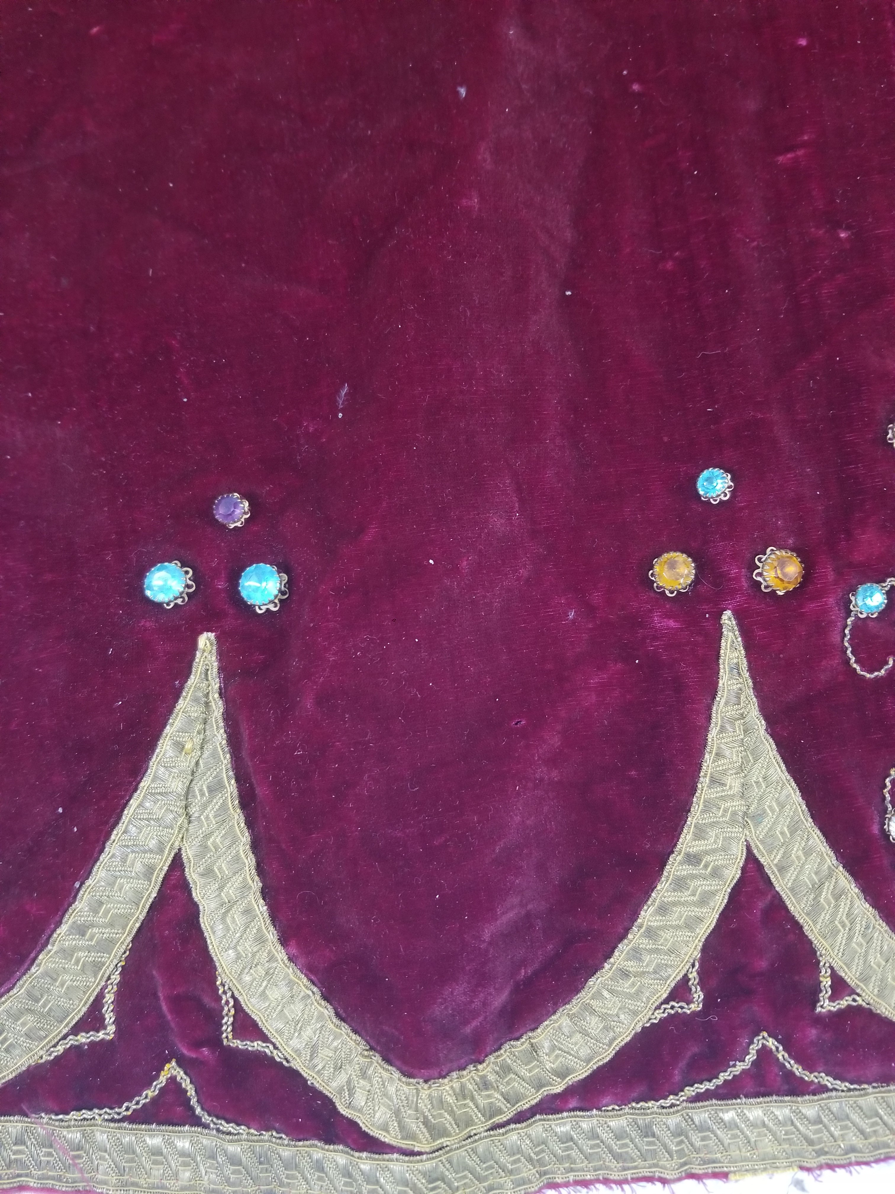 Antique French Embroidered Gold Trim Velvet Altar Cloth 142x80cm