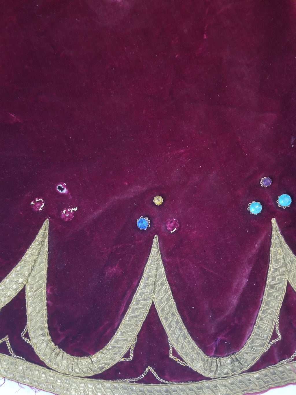 Antique French Embroidered Gold Trim Velvet Altar Cloth 142x80cm