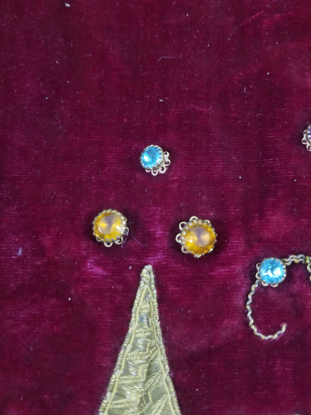 Antique French Embroidered Gold Trim Velvet Altar Cloth 142x80cm
