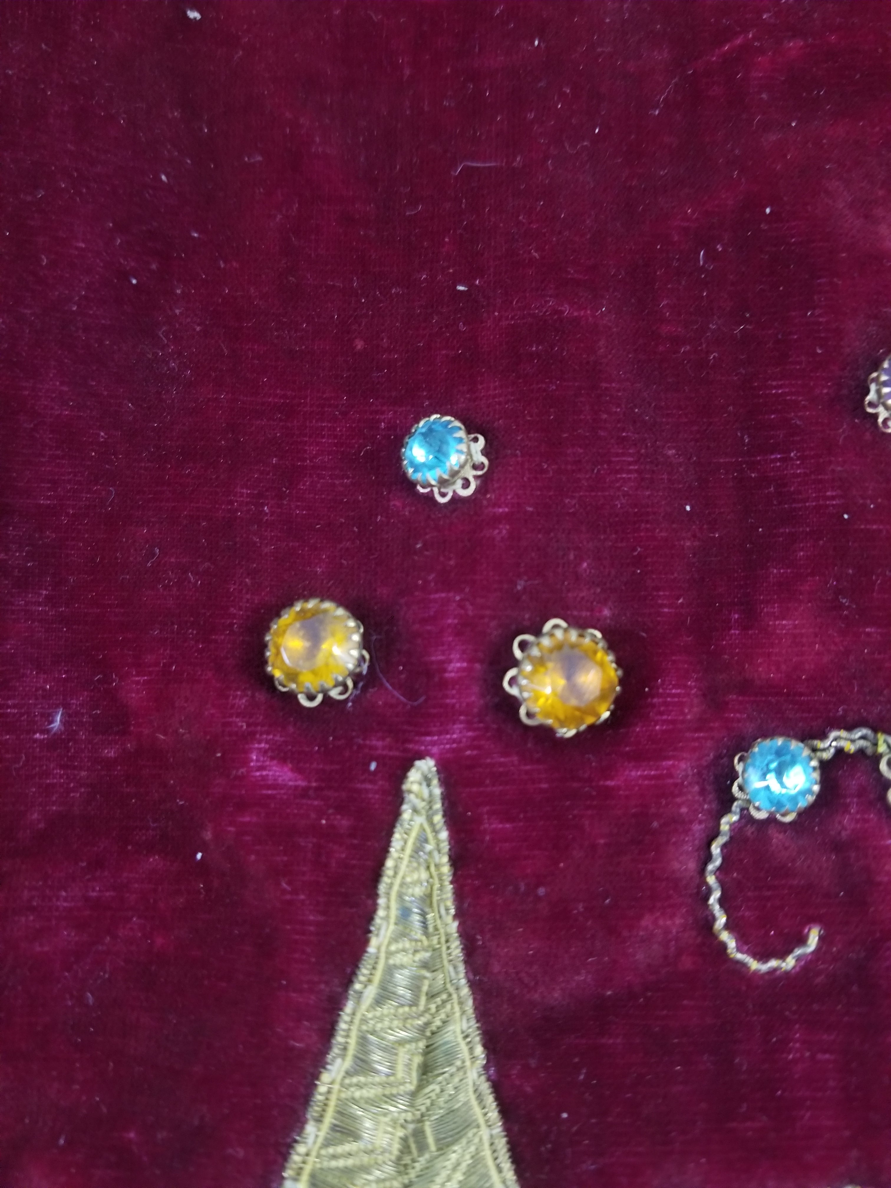 Antique French Embroidered Gold Trim Velvet Altar Cloth 142x80cm