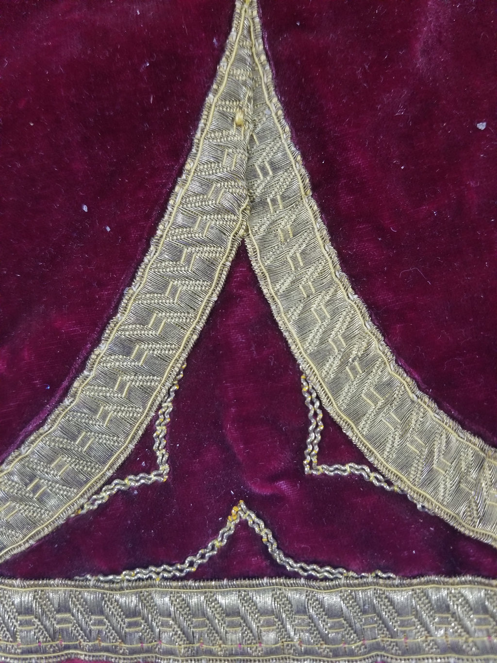Antique French Embroidered Gold Trim Velvet Altar Cloth 142x80cm