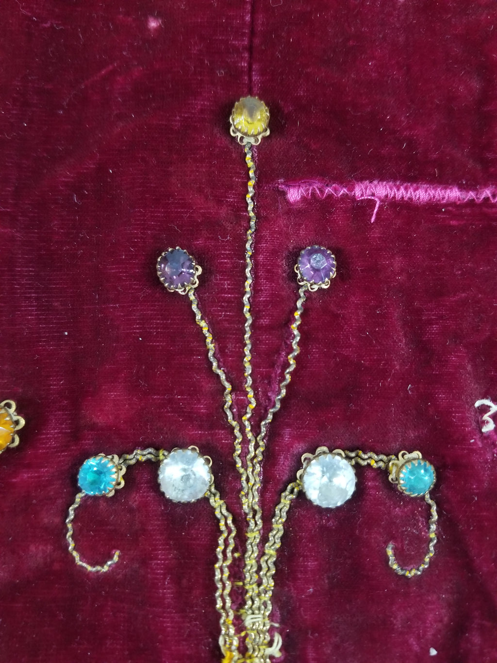 Antique French Embroidered Gold Trim Velvet Altar Cloth 142x80cm