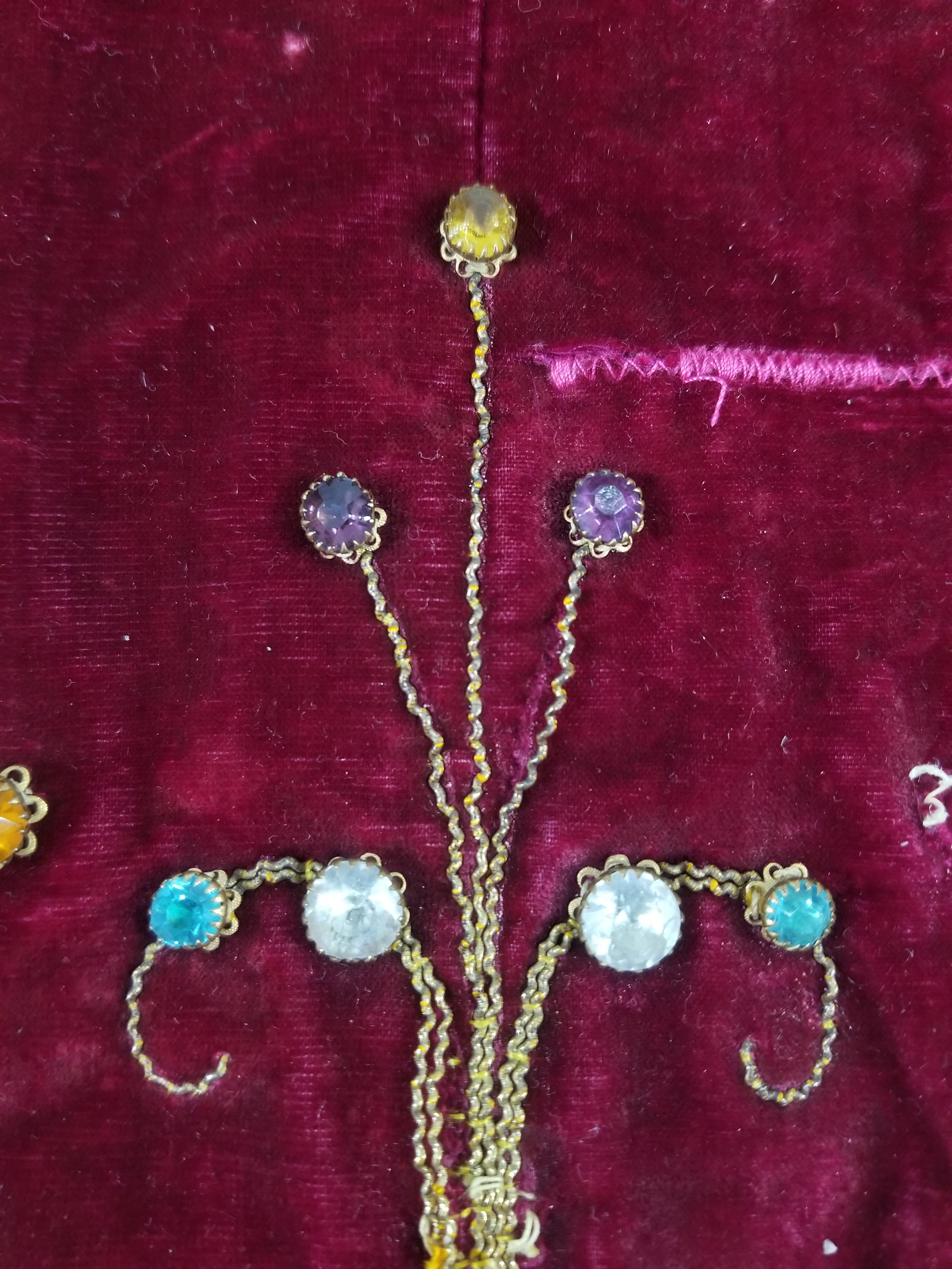 Antique French Embroidered Gold Trim Velvet Altar Cloth 142x80cm