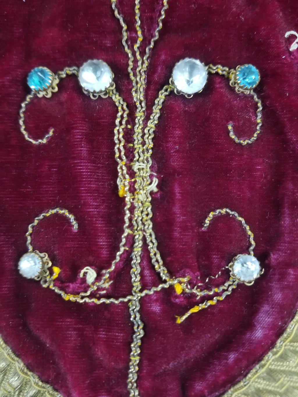 Antique French Embroidered Gold Trim Velvet Altar Cloth 142x80cm