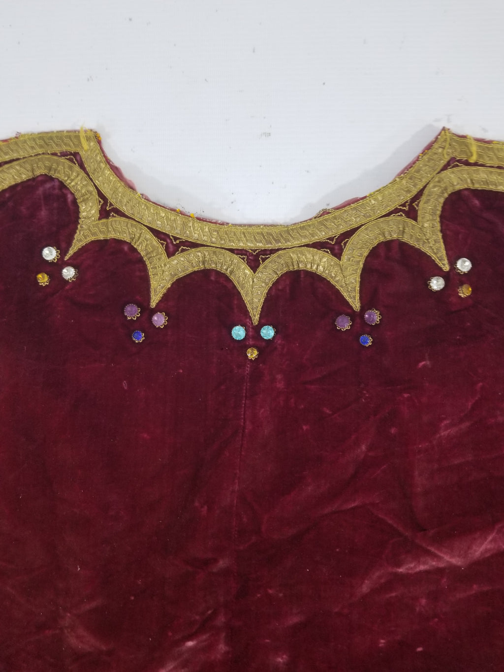 Antique French Embroidered Gold Trim Velvet Altar Cloth 142x80cm