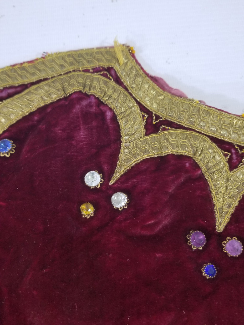 Antique French Embroidered Gold Trim Velvet Altar Cloth 142x80cm