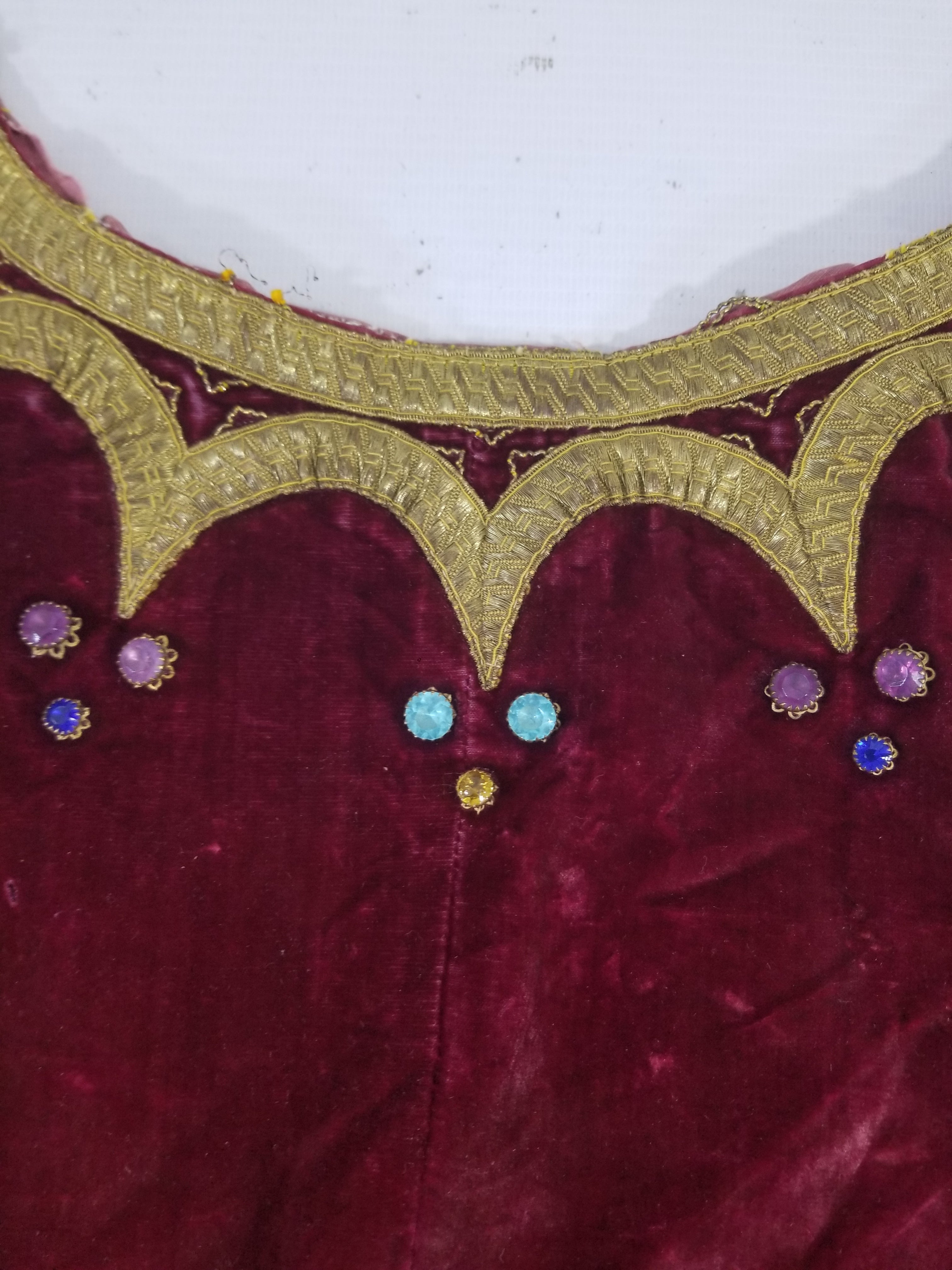 Antique French Embroidered Gold Trim Velvet Altar Cloth 142x80cm