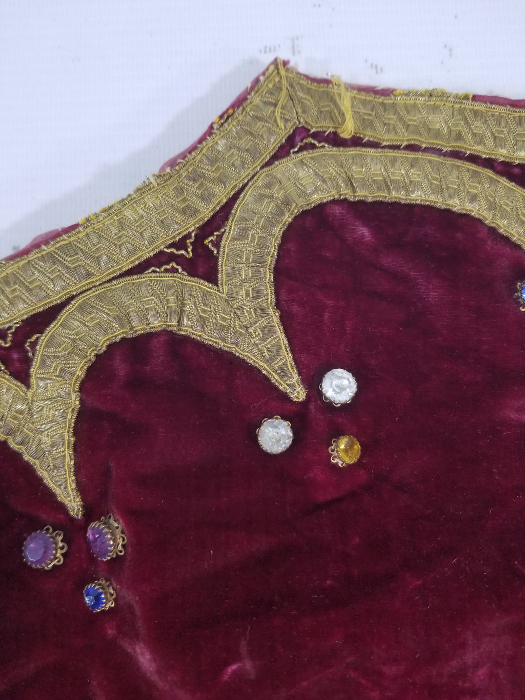 Antique French Embroidered Gold Trim Velvet Altar Cloth 142x80cm