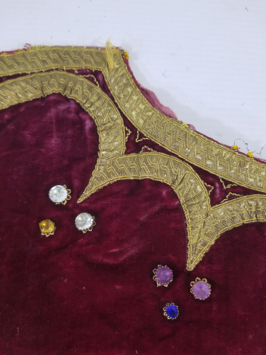 Antique French Embroidered Gold Trim Velvet Altar Cloth 142x80cm