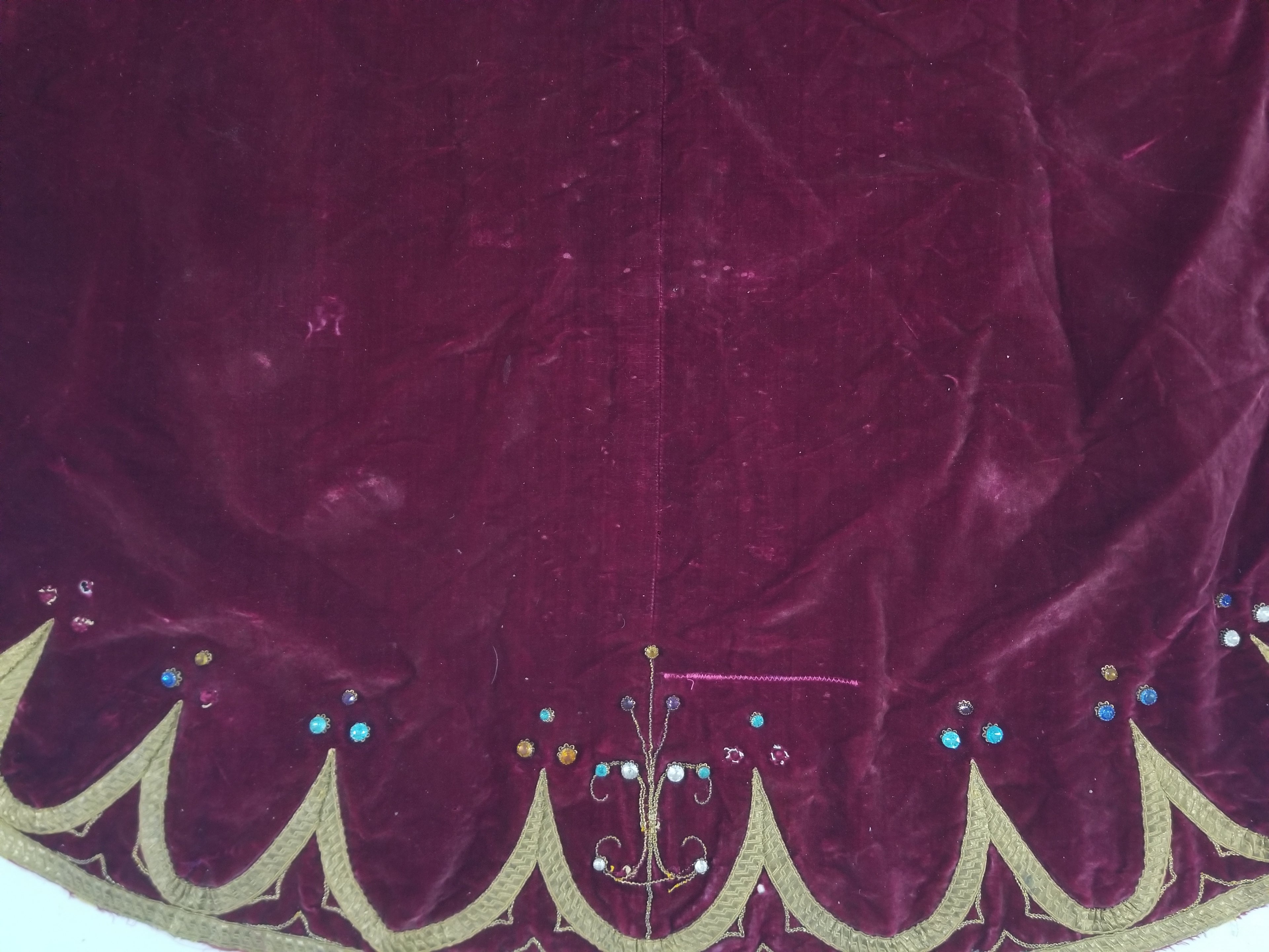 Antique French Embroidered Gold Trim Velvet Altar Cloth 142x80cm