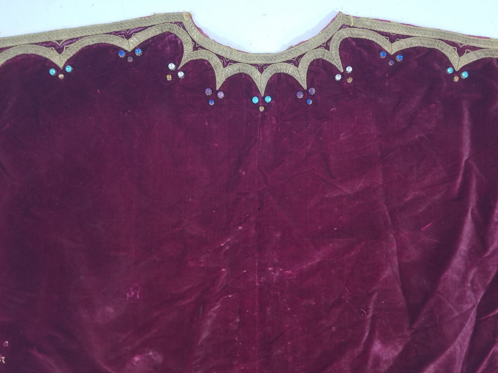 Antique French Embroidered Gold Trim Velvet Altar Cloth 142x80cm