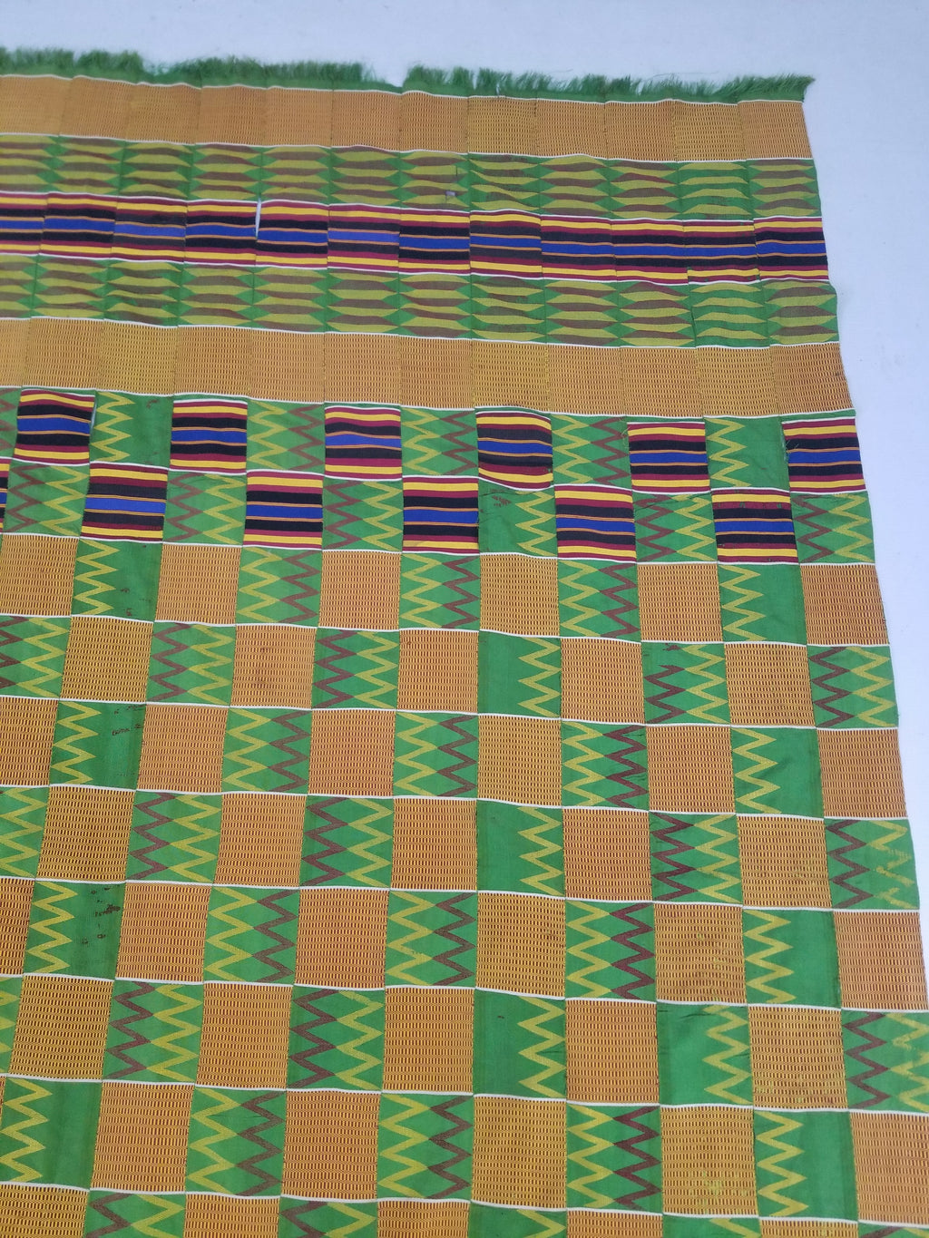 Vintage Ghana Kente Cloth Handwoven Checkerboard Textile Throw 360x163cm