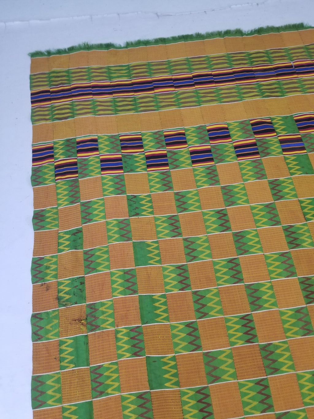 Vintage Ghana Kente Cloth Handwoven Checkerboard Textile Throw 360x163cm