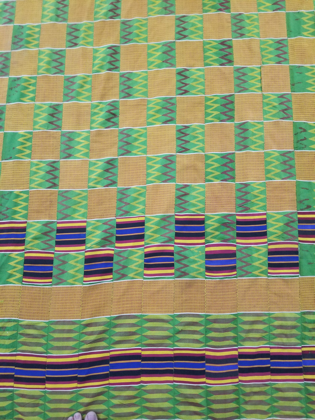 Vintage Ghana Kente Cloth Handwoven Checkerboard Textile Throw 360x163cm