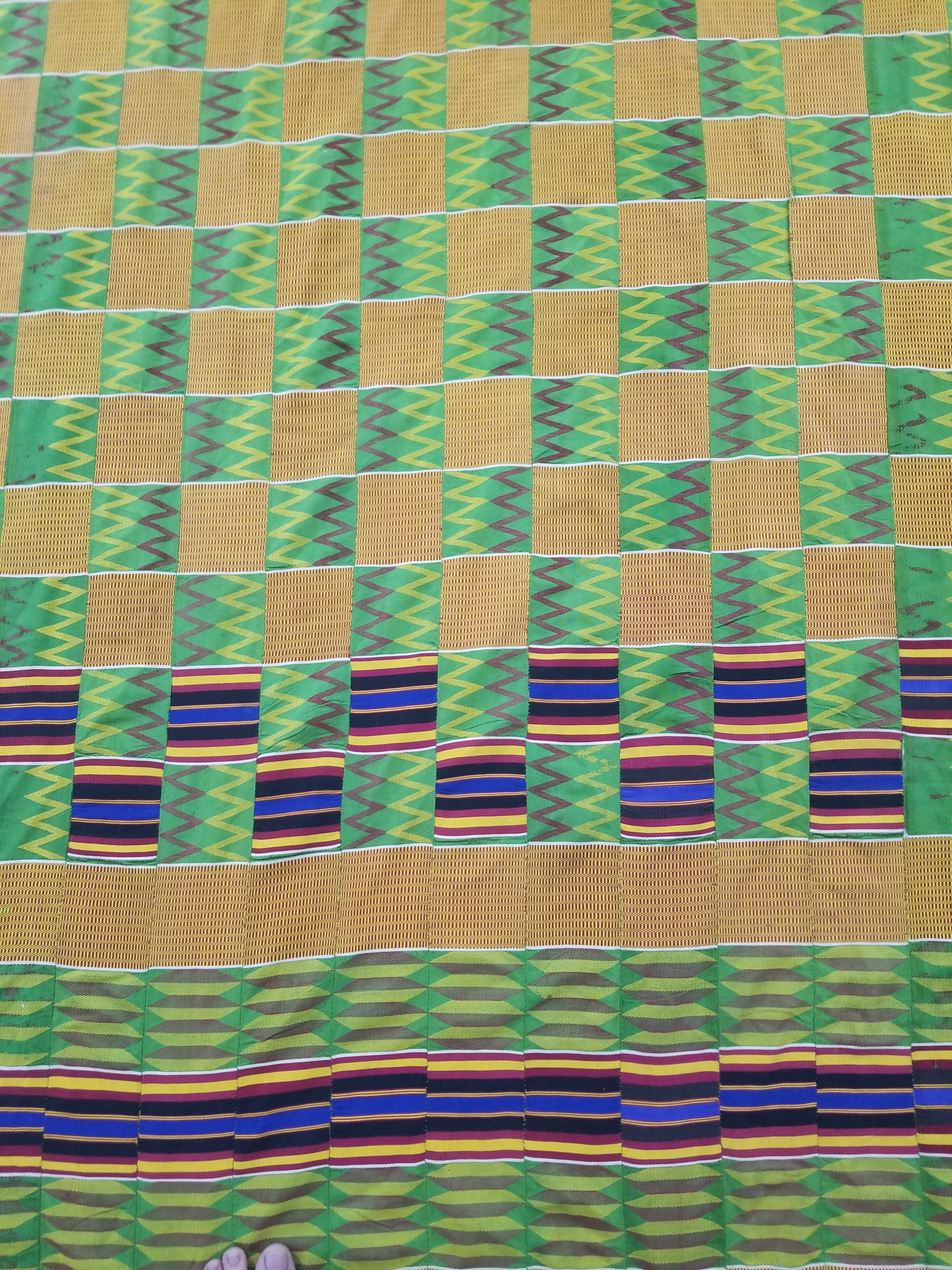 Vintage Ghana Kente Cloth Handwoven Checkerboard Textile Throw 360x163cm