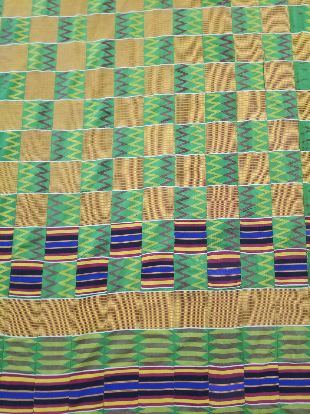 Vintage Ghana Kente Cloth Handwoven Checkerboard Textile Throw 360x163cm