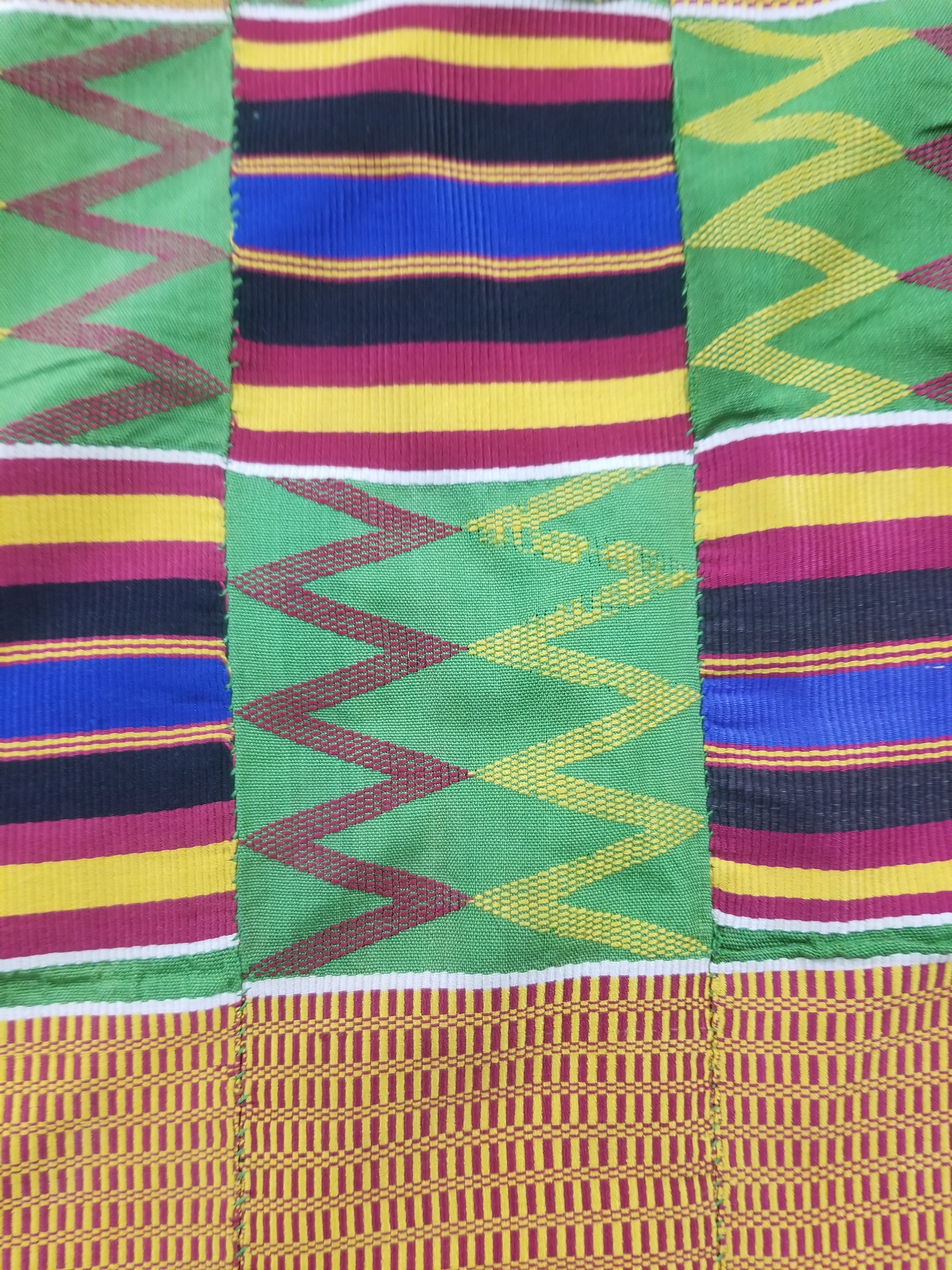 Vintage Ghana Kente Cloth Handwoven Checkerboard Textile Throw 360x163cm