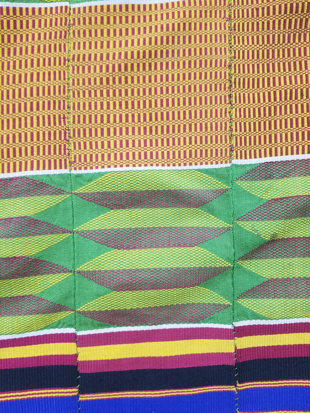 Vintage Ghana Kente Cloth Handwoven Checkerboard Textile Throw 360x163cm