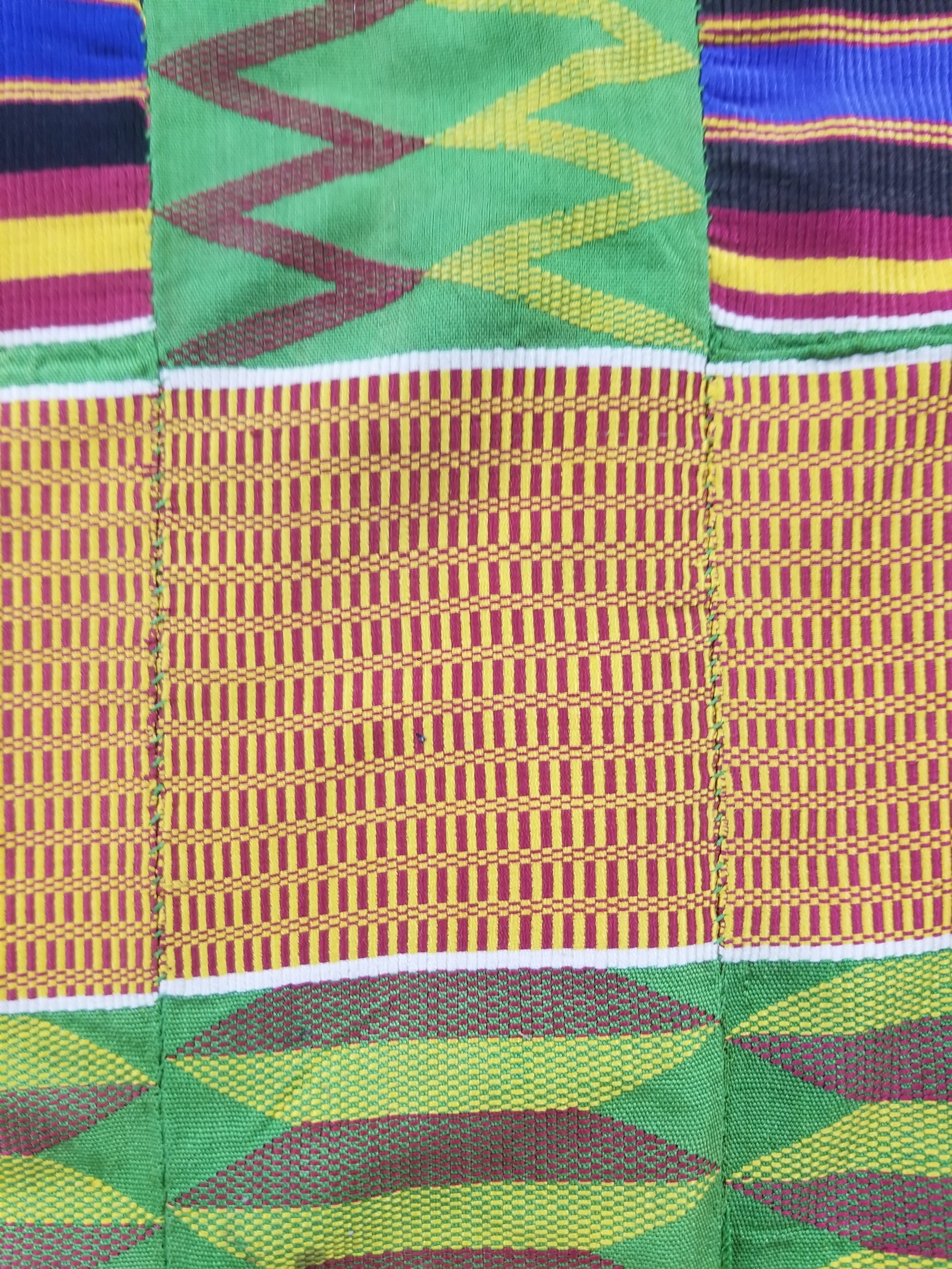 Vintage Ghana Kente Cloth Handwoven Checkerboard Textile Throw 360x163cm